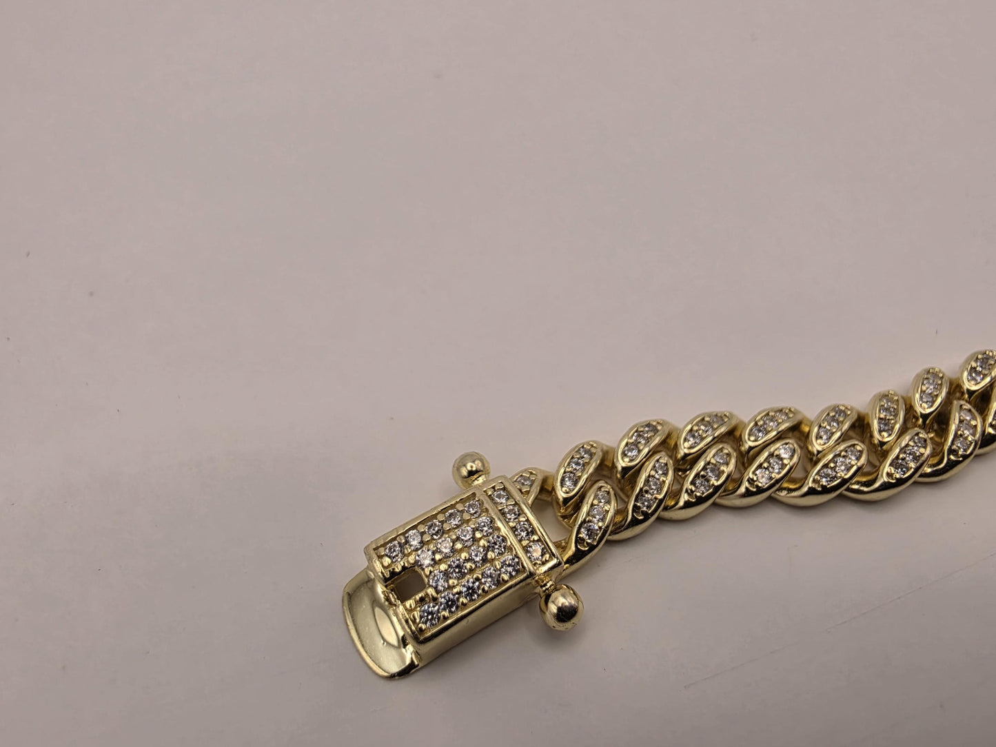 Gold Plated CZ Cuban Link Bracelet | 925 Silver | 8.5 Inch | 6mm | Iced Pave Curb Link | Mens Womens Unisex Bracelet