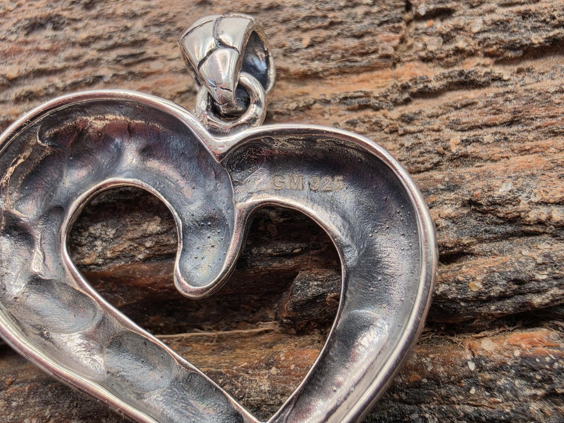 Sterling Silver Snake Heart Pendant | 925 Silver | Oxidized Serpent | 1 Inch | Mens Womens Edgy Heart Jewelry Pendant