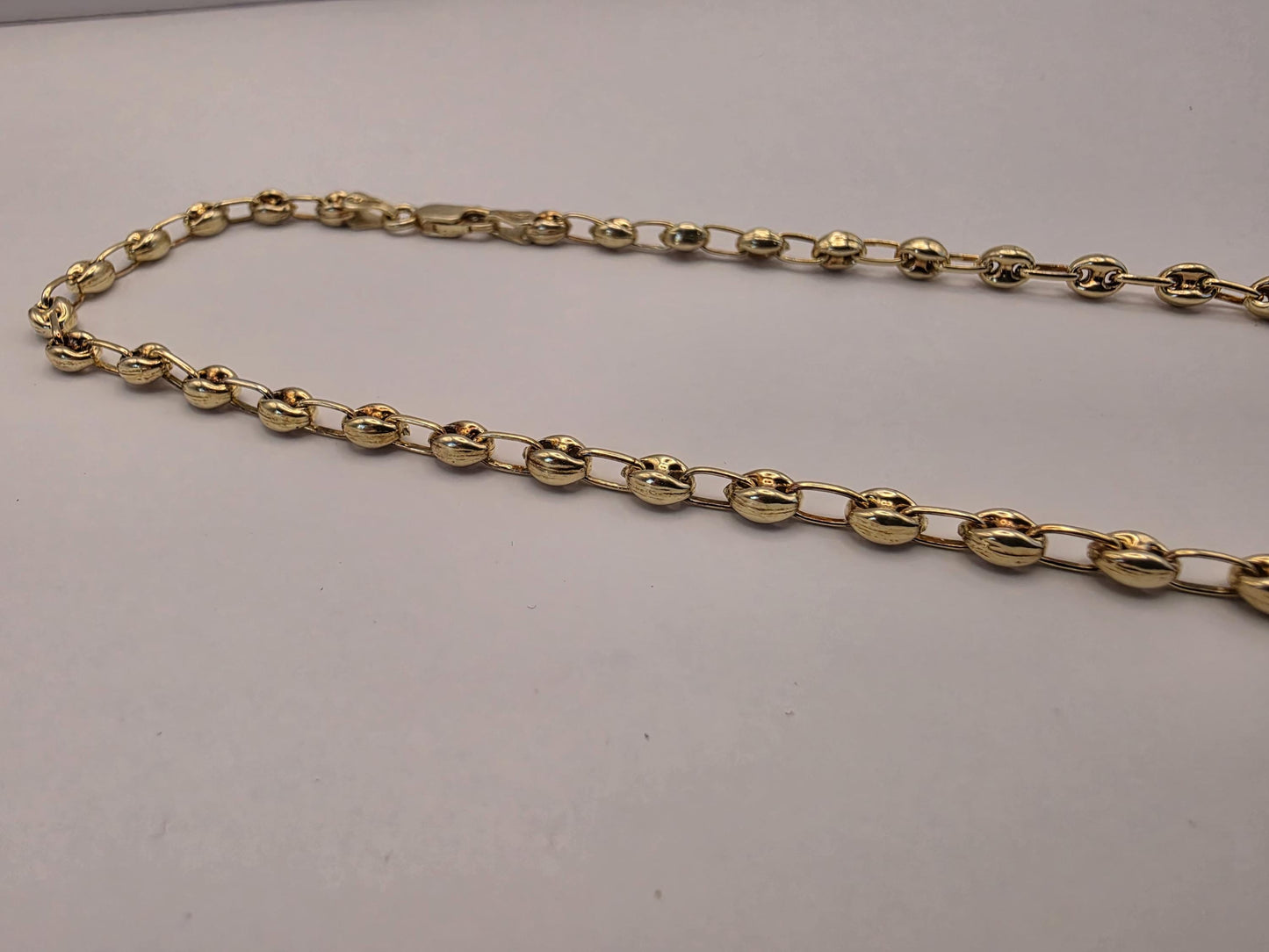 18K Gold Plated Mariner Link Necklace, Puffed Anchor Link Chain, Sterling Silver, 20" 4.5mm, Unisex Gold Layering Chain, Gift for Her or Him