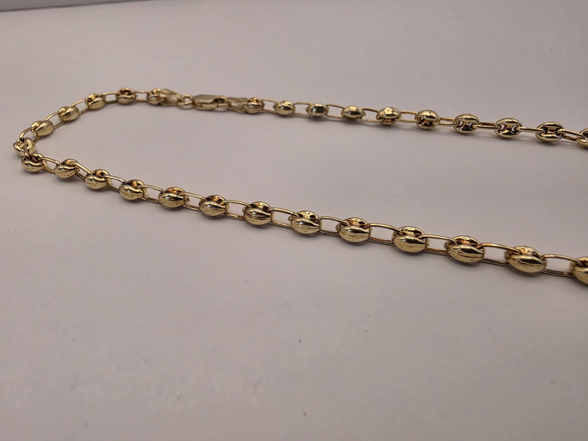 18K Gold Plated Mariner Link Necklace, Puffed Anchor Link Chain, Sterling Silver, 20" 4.5mm, Unisex Gold Layering Chain, Gift for Her or Him