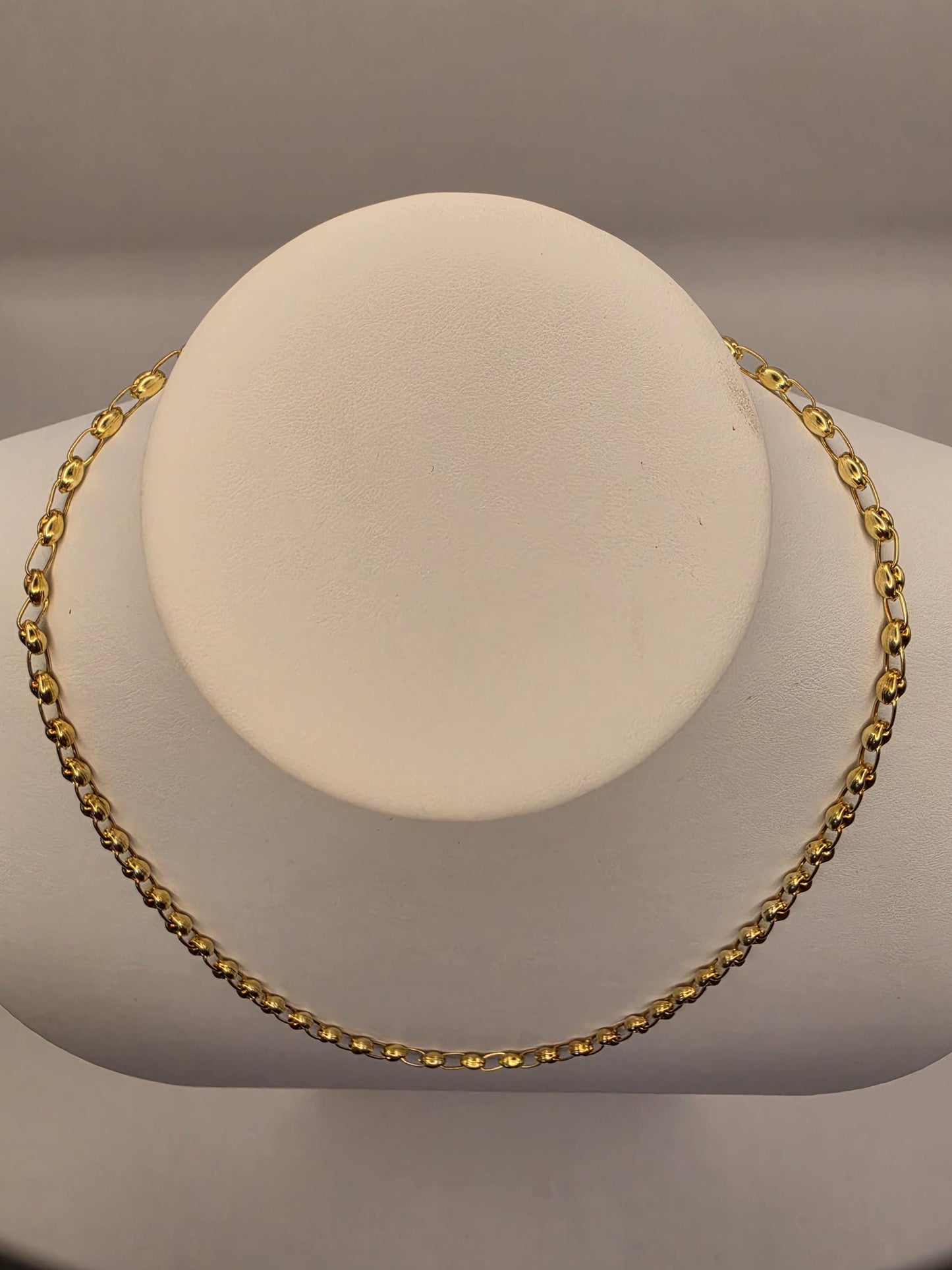 18K Gold Plated Mariner Link Necklace, Puffed Anchor Link Chain, Sterling Silver, 20" 4.5mm, Unisex Gold Layering Chain, Gift for Her or Him