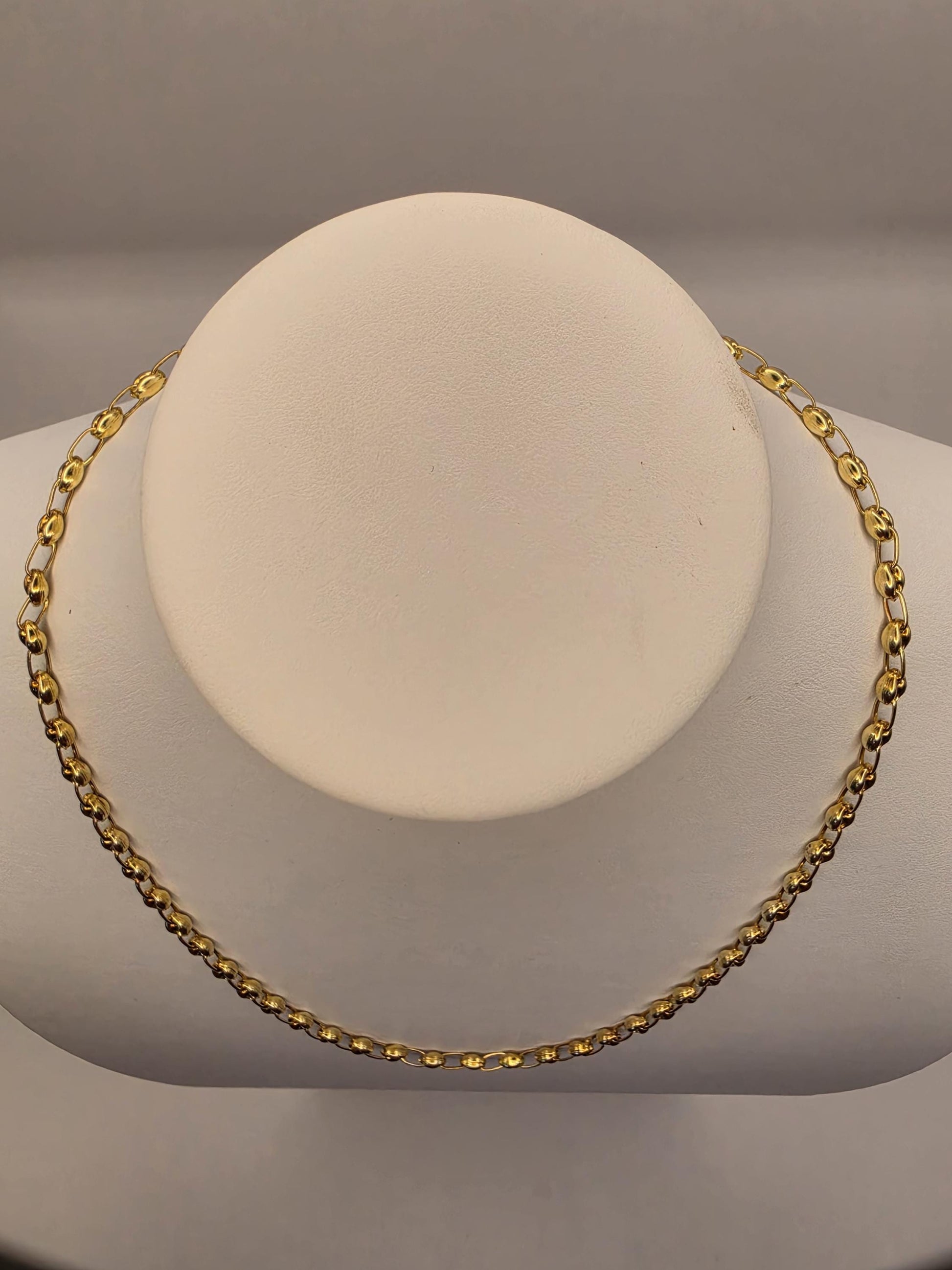 18K Gold Plated Mariner Link Necklace, Puffed Anchor Link Chain, Sterling Silver, 20" 4.5mm, Unisex Gold Layering Chain, Gift for Her or Him