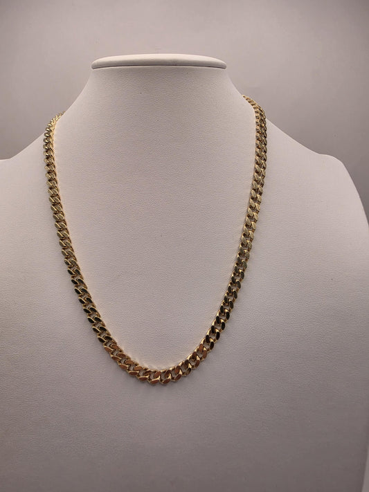 18K Gold Plated Cuban Curb Chain Necklace, Sterling Silver, 20 in 5.75mm, Mens Gold Chain, Heavy Curb Link, Unisex Statement Necklace Gift