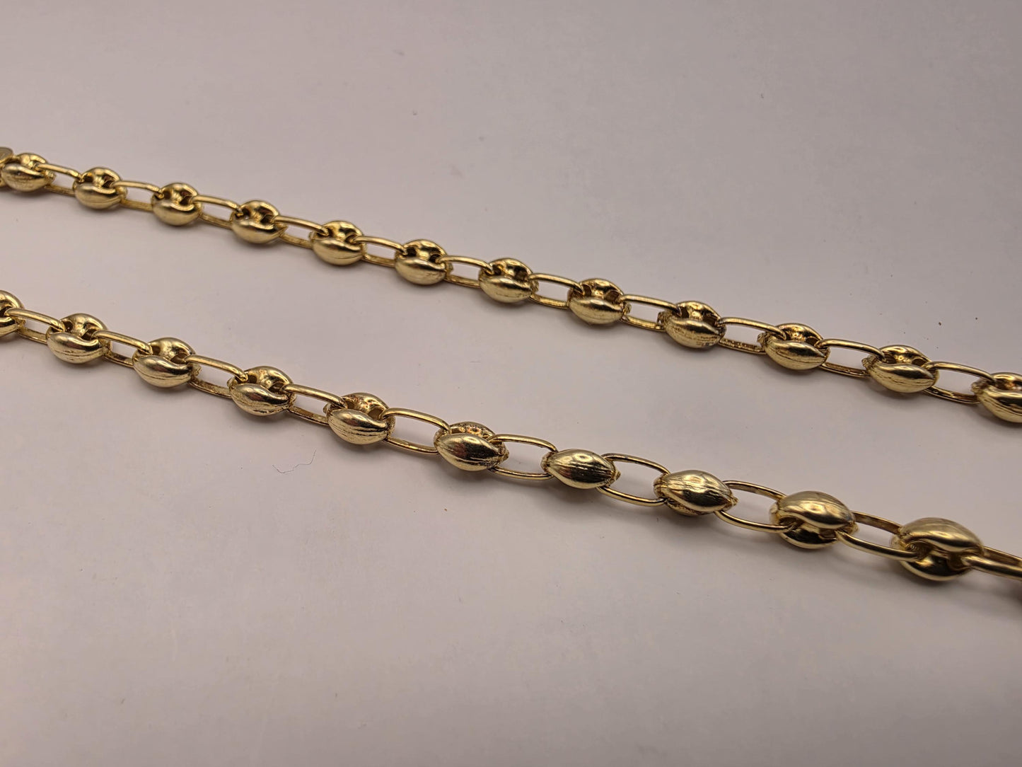18K Gold Plated Mariner Link Necklace, Puffed Anchor Chain, Sterling Silver, 18" 4.5mm, Gold Layering Chain, Coffee Bean Link, Gift Idea