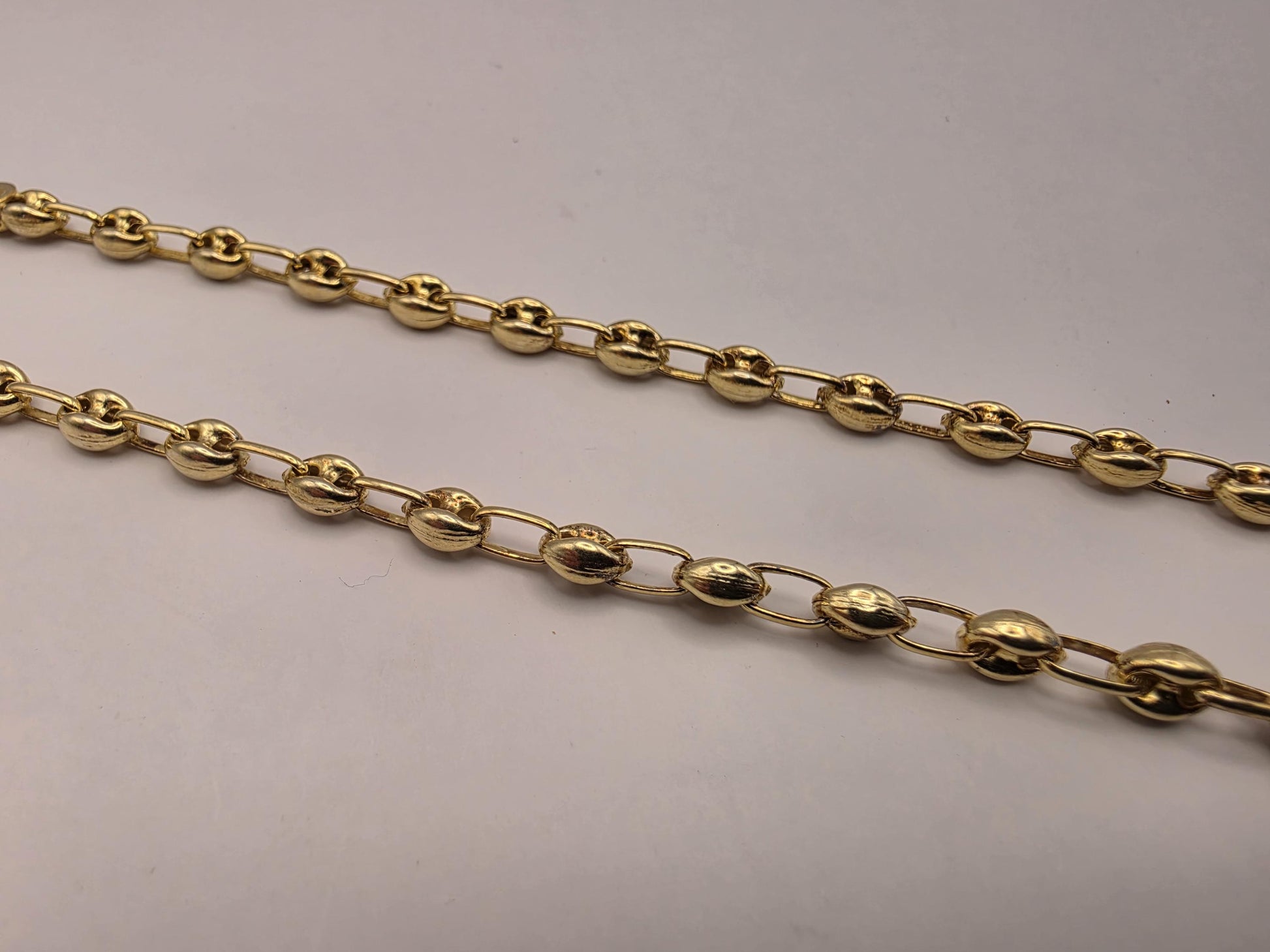 18K Gold Plated Mariner Link Necklace, Puffed Anchor Chain, Sterling Silver, 18" 4.5mm, Gold Layering Chain, Coffee Bean Link, Gift Idea