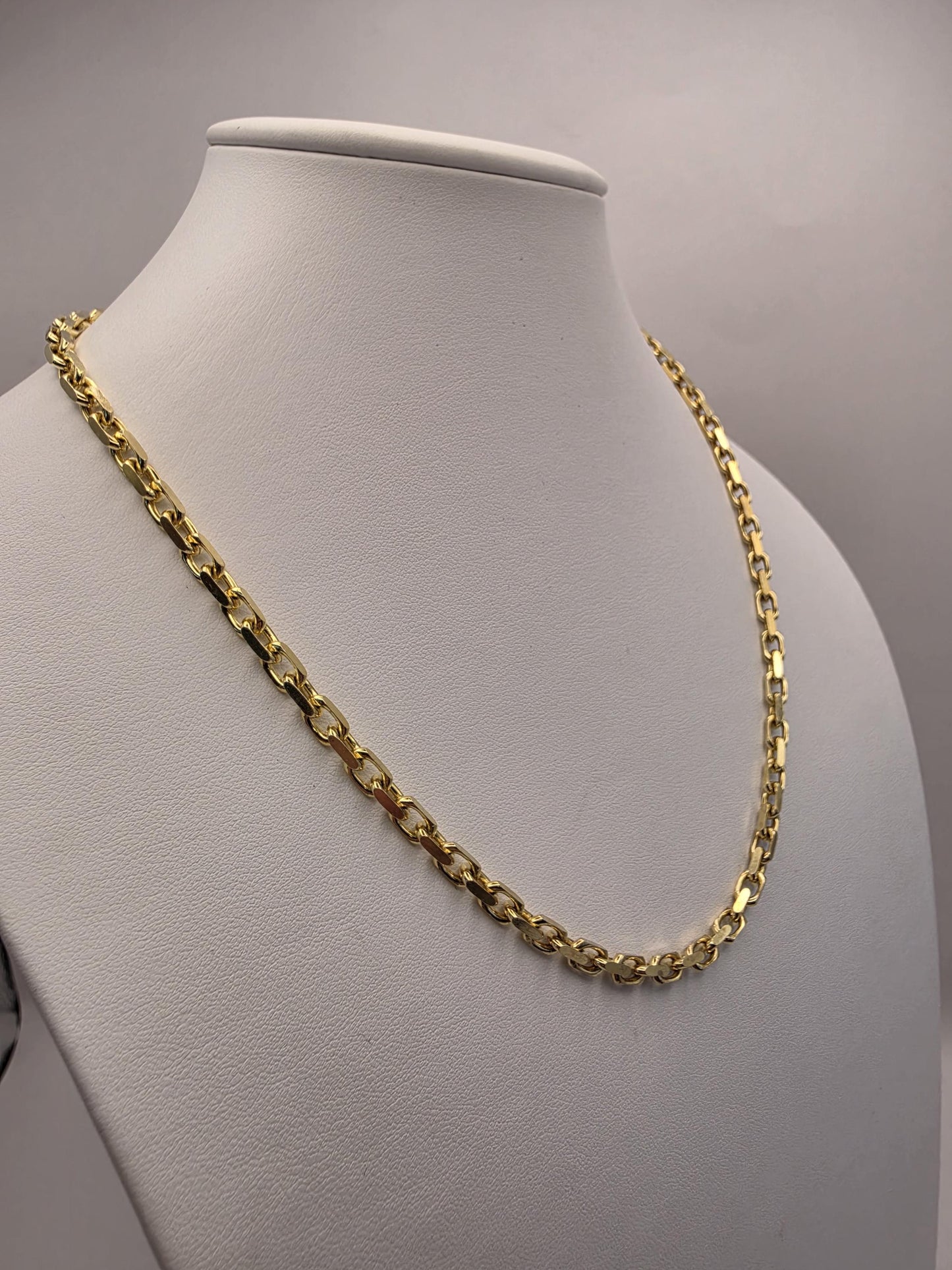 18K Gold Plated Rolo Cable Chain Necklace, Sterling Silver, 20" 4.2mm, Unisex Gold Chain, Round Link, Layering Necklace, Everyday Gift Idea
