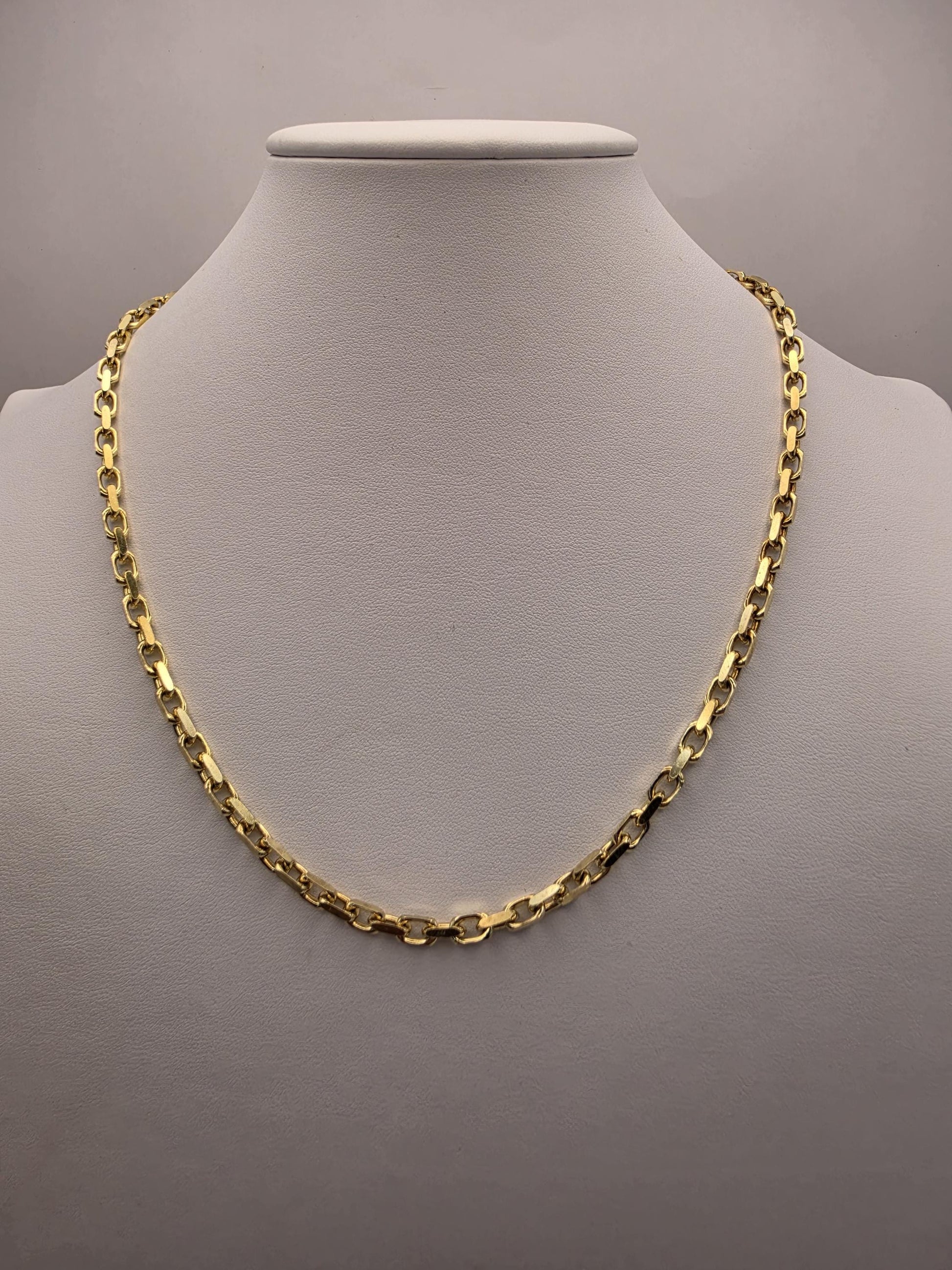 18K Gold Plated Rolo Cable Chain Necklace, Sterling Silver, 20" 4.2mm, Unisex Gold Chain, Round Link, Layering Necklace, Everyday Gift Idea