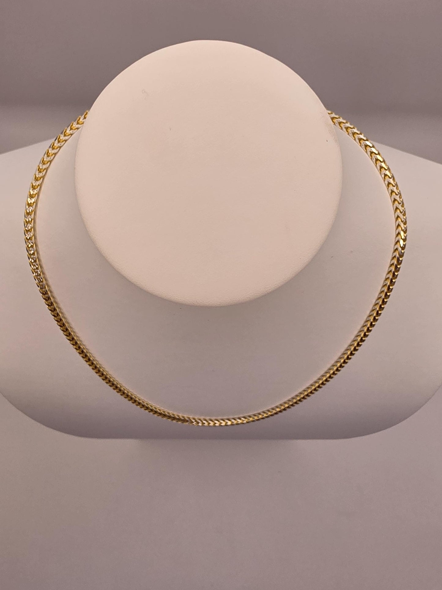 18K Gold Plated Diamond Cut Curb Chain Necklace, Sterling Silver, 20 in 3.2mm, Two Tone Sparkle, Unisex Gold Chain, Layering Necklace Gift