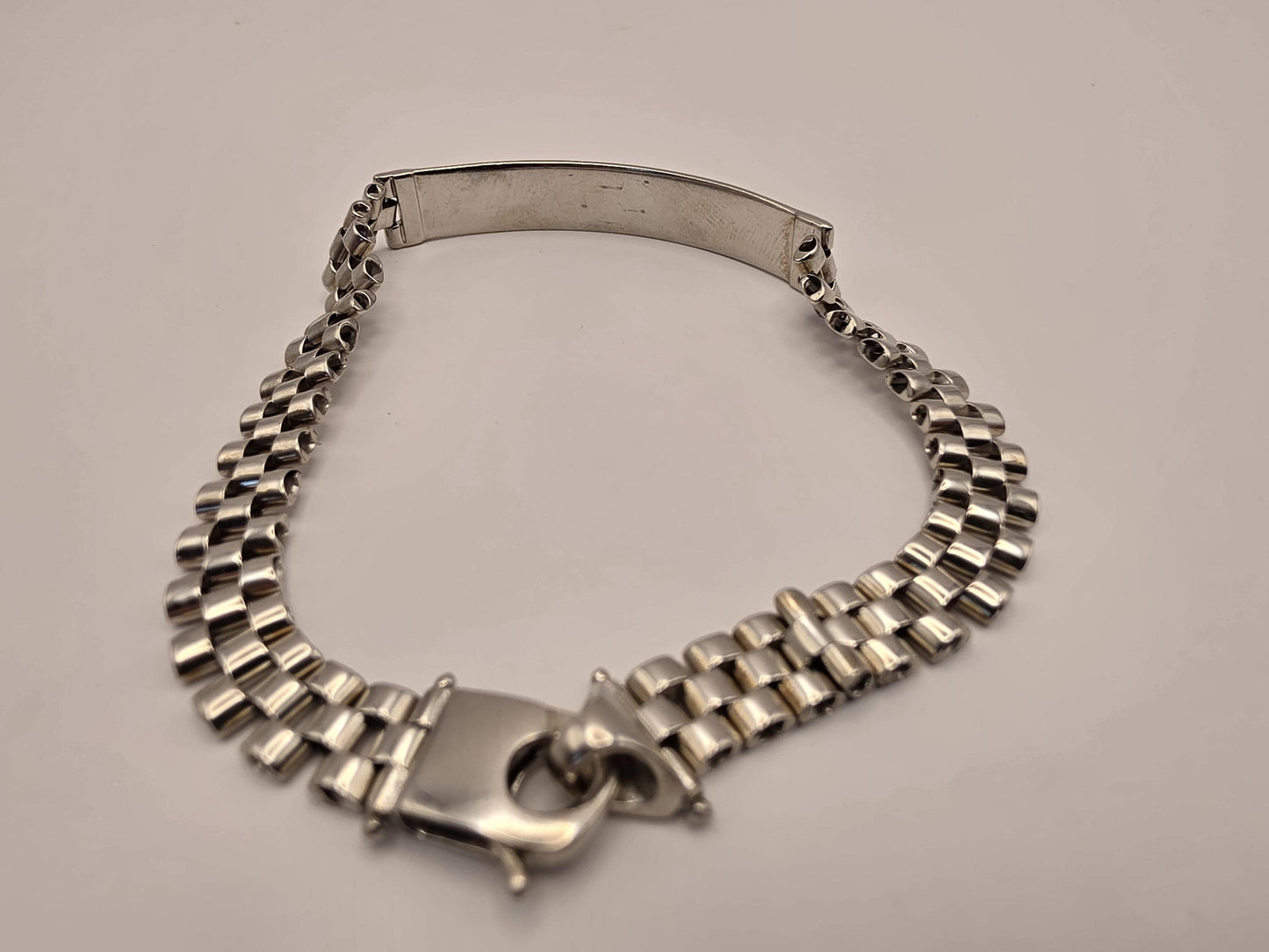 Sterling Silver Watch Link ID Bracelet, Mens Link Bracelet, 925 Silver, 8.5 in 8mm, Polished ID Bar, Unisex Bracelet, Gift for Him
