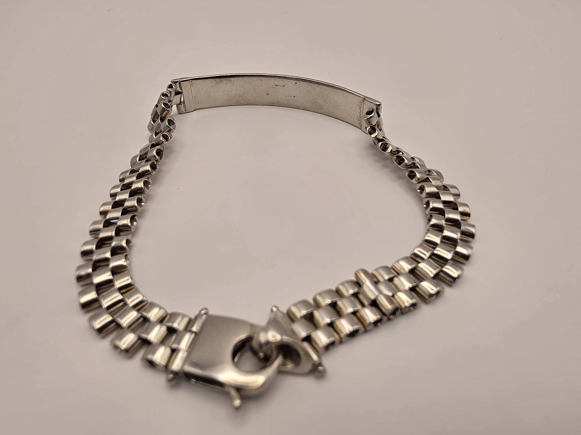Sterling Silver Watch Link ID Bracelet, Mens Link Bracelet, 925 Silver, 8.5 in 8mm, Polished ID Bar, Unisex Bracelet, Gift for Him