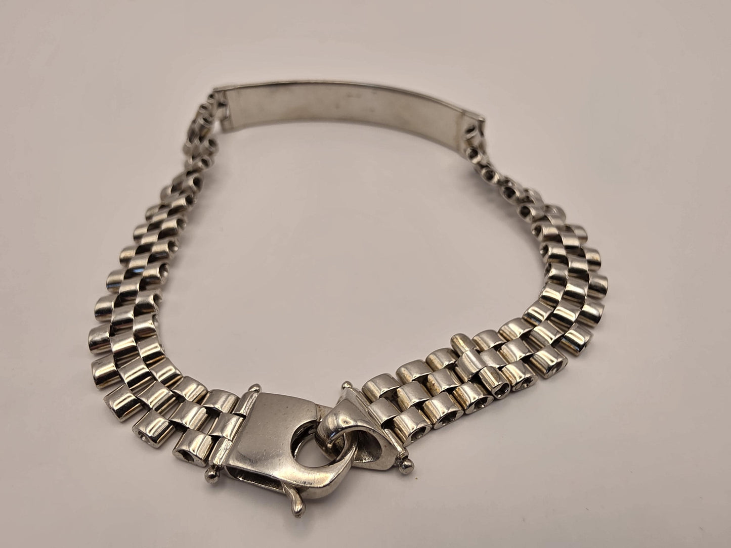Sterling Silver Watch Link ID Bracelet, Mens Link Bracelet, 925 Silver, 8.5 in 8mm, Polished ID Bar, Unisex Bracelet, Gift for Him