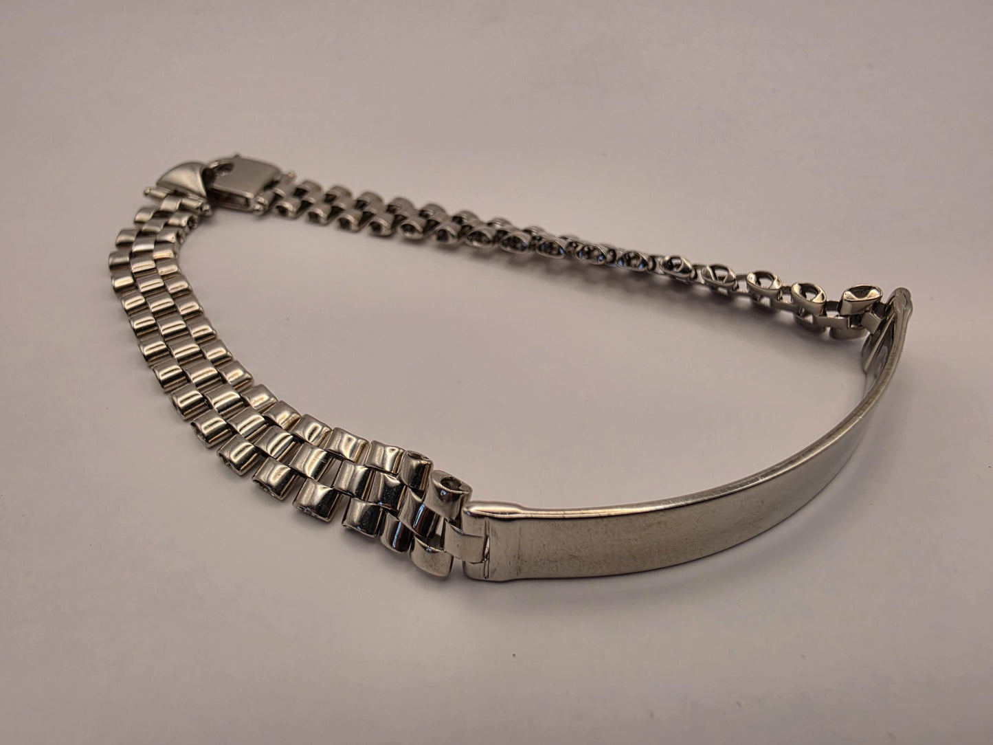 Sterling Silver Watch Link ID Bracelet, Mens Link Bracelet, 925 Silver, 8.5 in 8mm, Polished ID Bar, Unisex Bracelet, Gift for Him