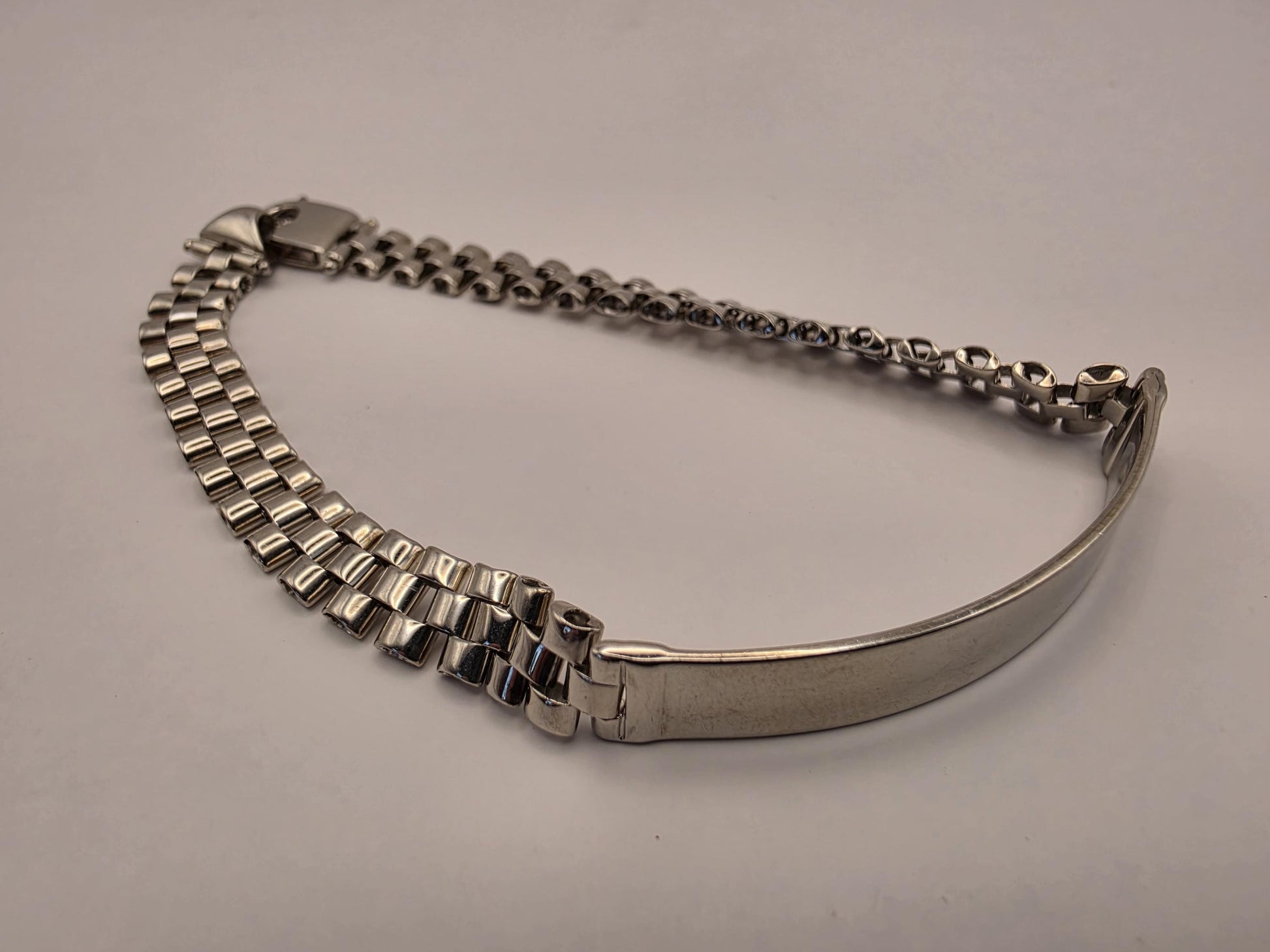 Sterling Silver Watch Link ID Bracelet, Mens Link Bracelet, 925 Silver, 8.5 in 8mm, Polished ID Bar, Unisex Bracelet, Gift for Him
