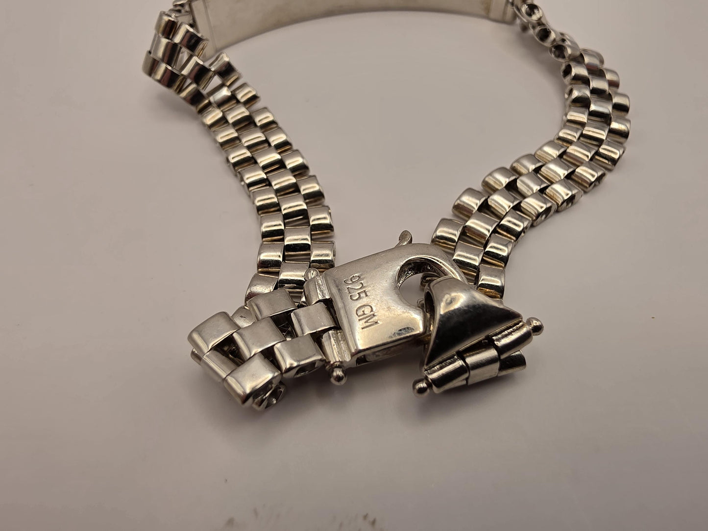 Sterling Silver Watch Link ID Bracelet, Mens Link Bracelet, 925 Silver, 8.5 in 8mm, Polished ID Bar, Unisex Bracelet, Gift for Him