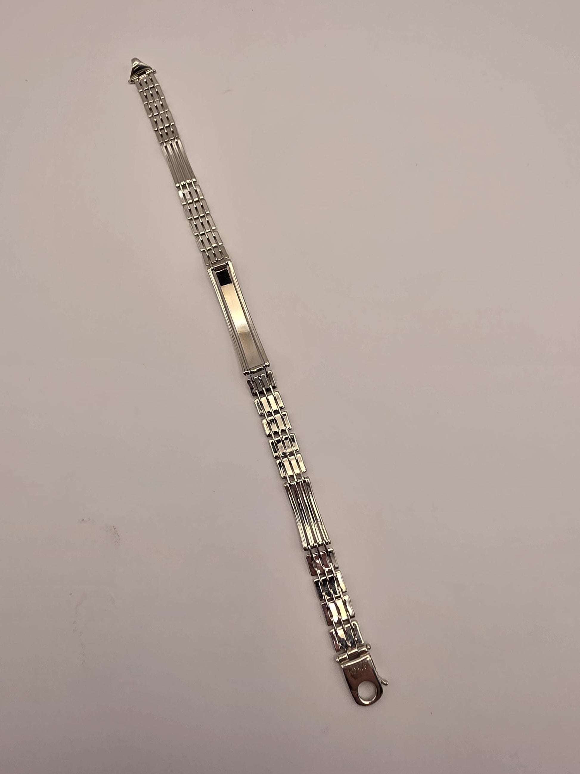 Sterling Silver Watch Link ID Bracelet, Mens Link Bracelet, 925 Silver, 8.5 in 8mm, Polished ID Bar, Unisex Mens Jewelry, Gift Idea
