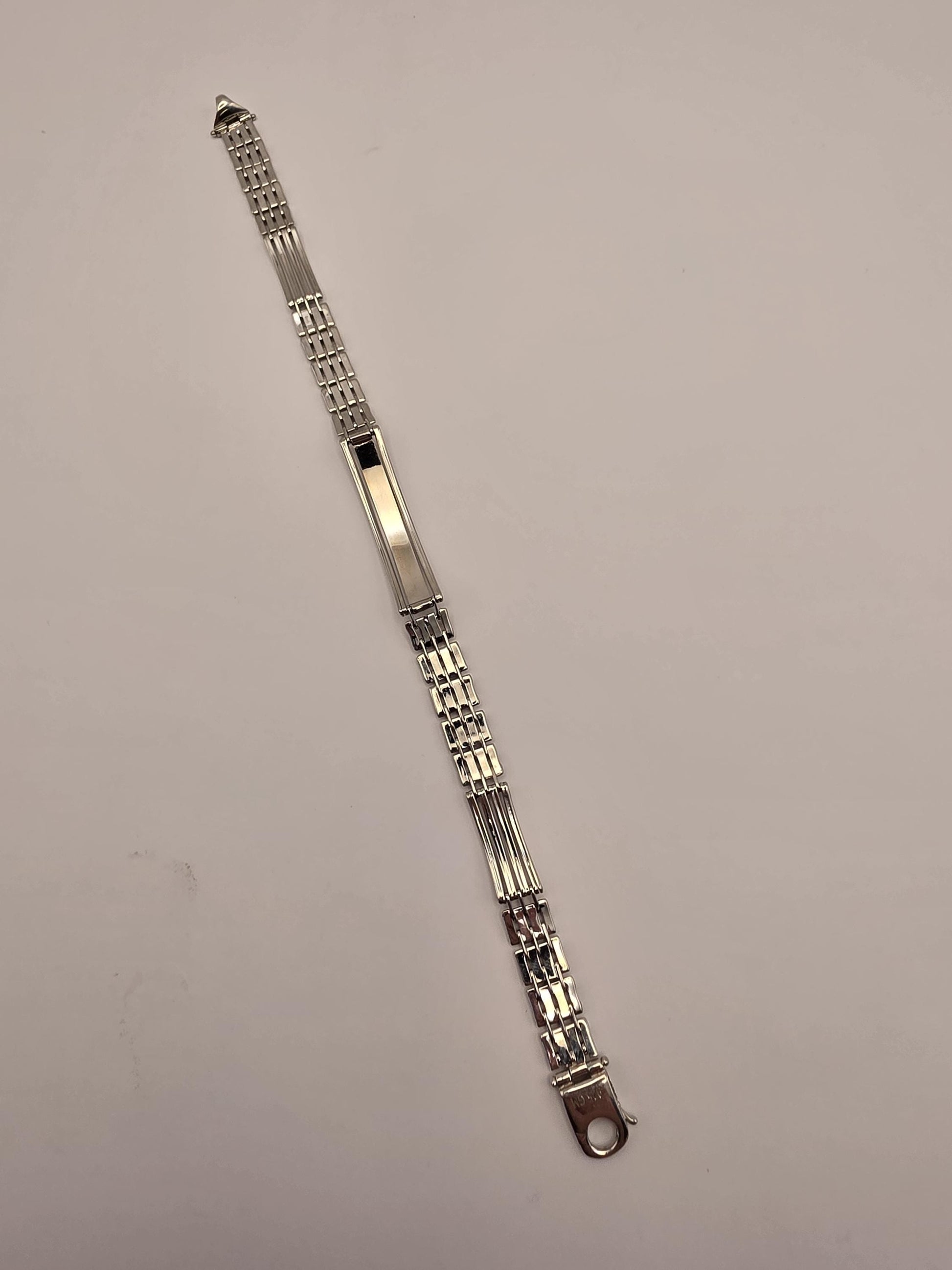 Sterling Silver Watch Link ID Bracelet, Mens Link Bracelet, 925 Silver, 8.5 in 8mm, Polished ID Bar, Unisex Mens Jewelry, Gift Idea