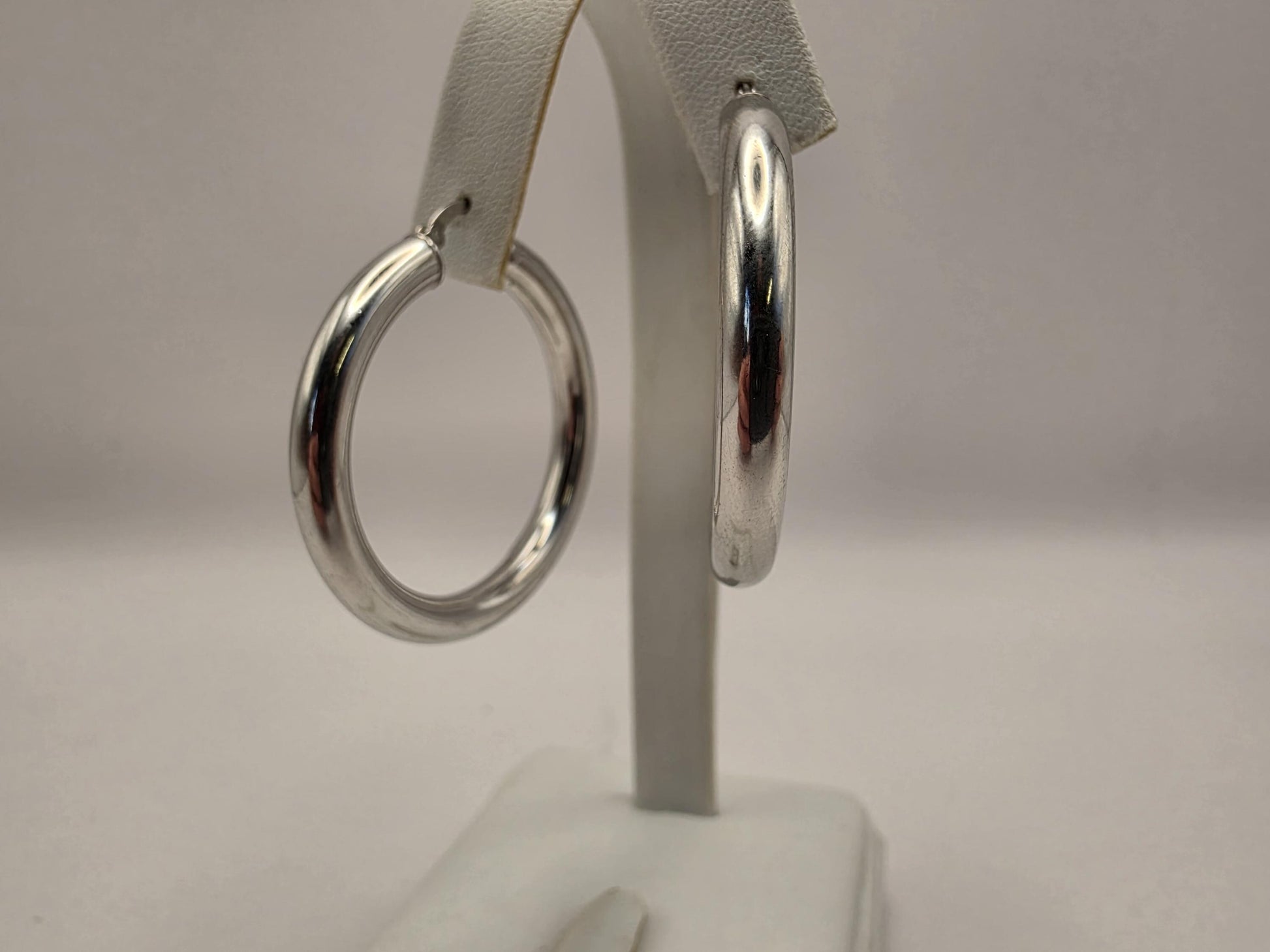 Sterling Silver Chunky Tube Hoop Earrings, 925 Silver, 1.5 Inch Hoops, Thick Round Hoops, Lightweight Statement Earrings, Gift for Her