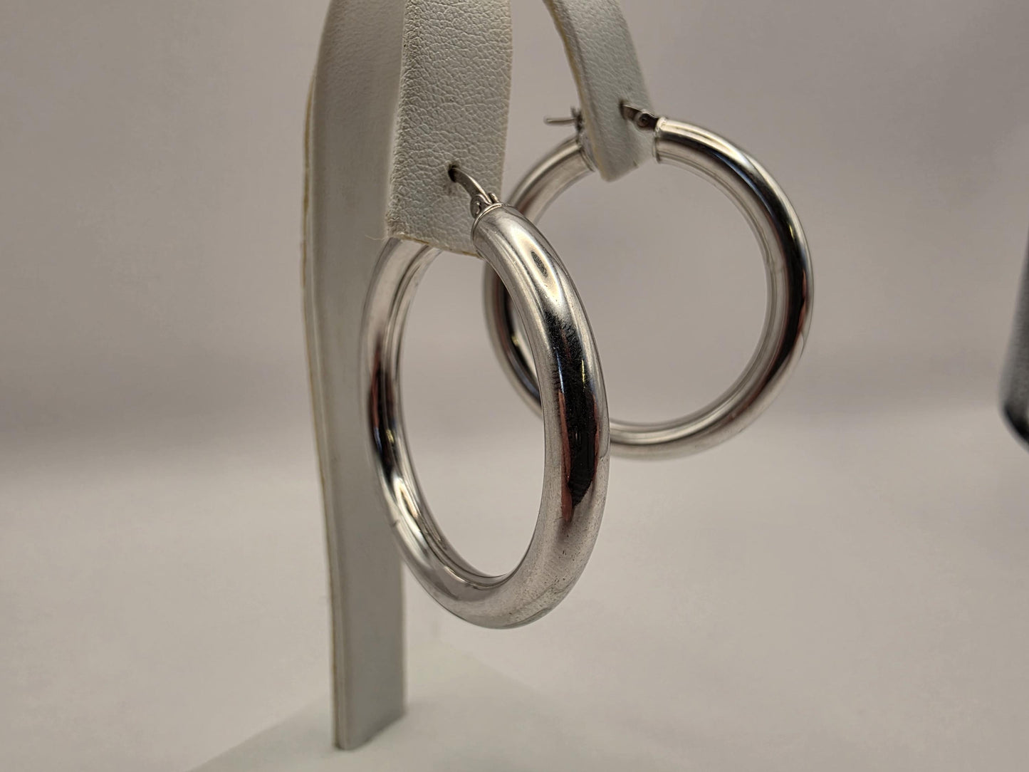 Sterling Silver Chunky Tube Hoop Earrings, 925 Silver, 1.5 Inch Hoops, Thick Round Hoops, Lightweight Statement Earrings, Gift for Her