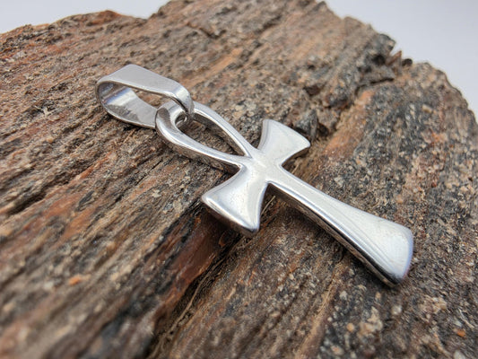 Sterling Silver Ankh Pendant, Egyptian Cross, 925 Silver, 1 in, Ankh Cross Charm, Ancient Egypt Symbol of Life, Unisex Gift