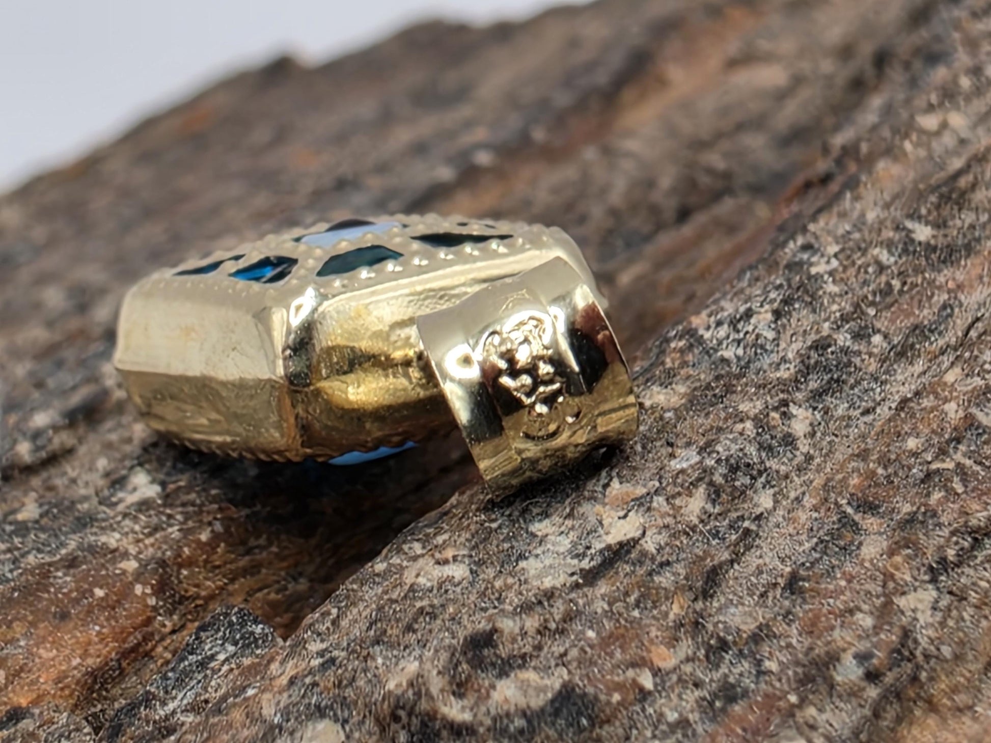 14K Yellow Gold Evil Eye Pendant Blue Glass Square Charm Nazar Protection Good Luck Jewelry Gift Turkish Greek Amulet Necklace Charm