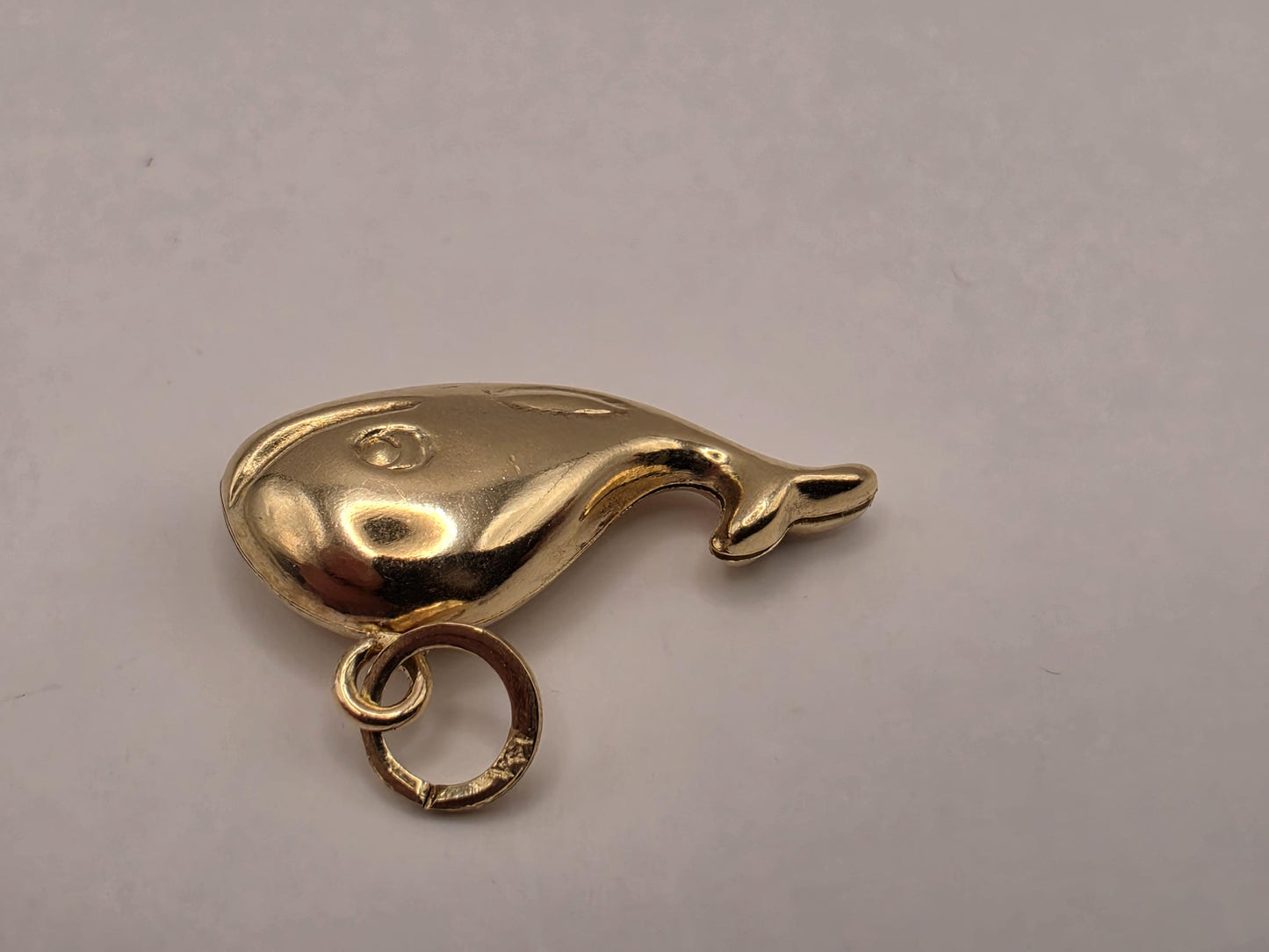 14K Yellow Gold Whale Pendant Hollow Laser Cut Sea Animal Charm Ocean Beach Nautical Jewelry Gift for Her Marine Life Small Necklace Charm