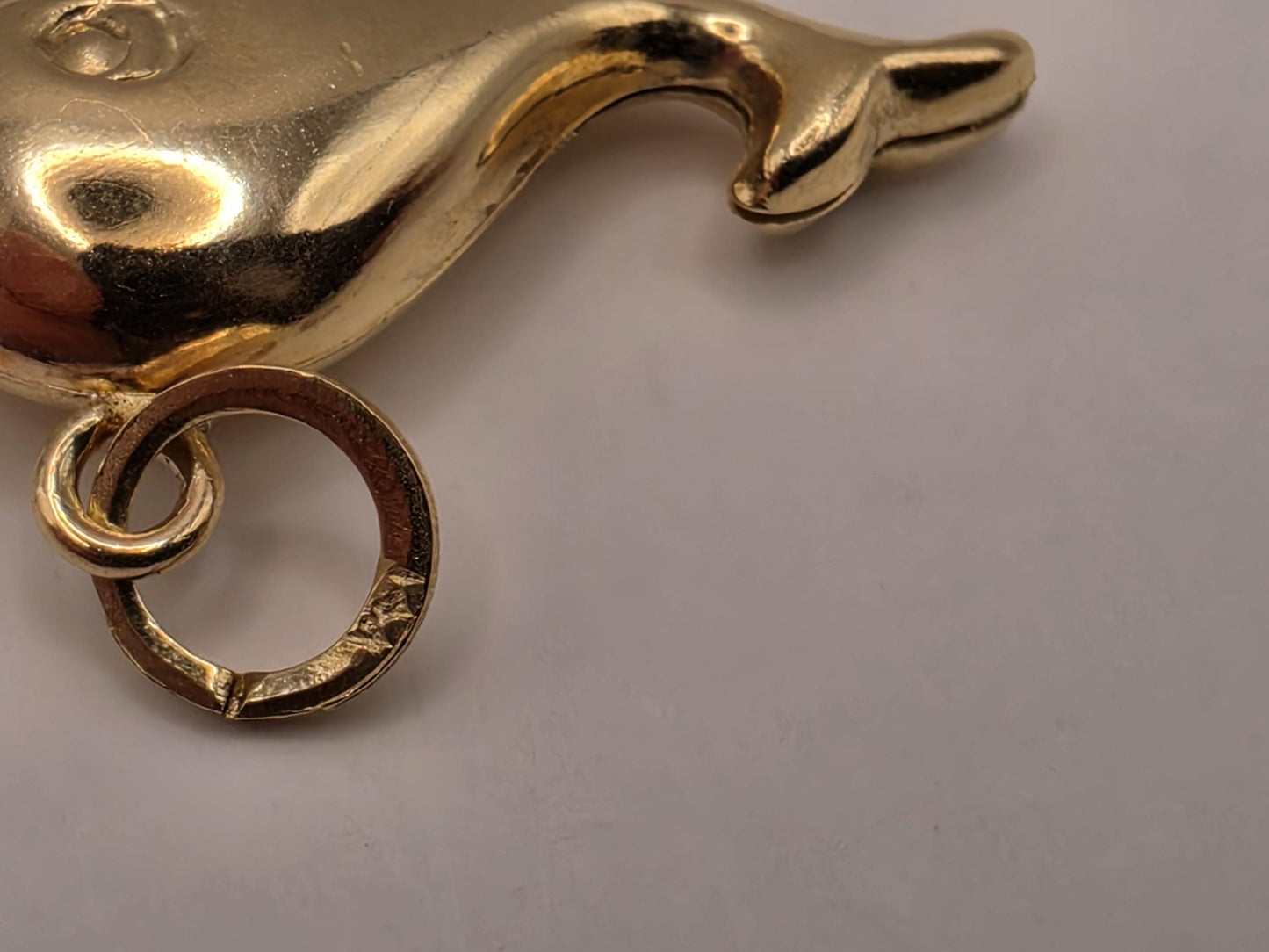 14K Yellow Gold Whale Pendant Hollow Laser Cut Sea Animal Charm Ocean Beach Nautical Jewelry Gift for Her Marine Life Small Necklace Charm