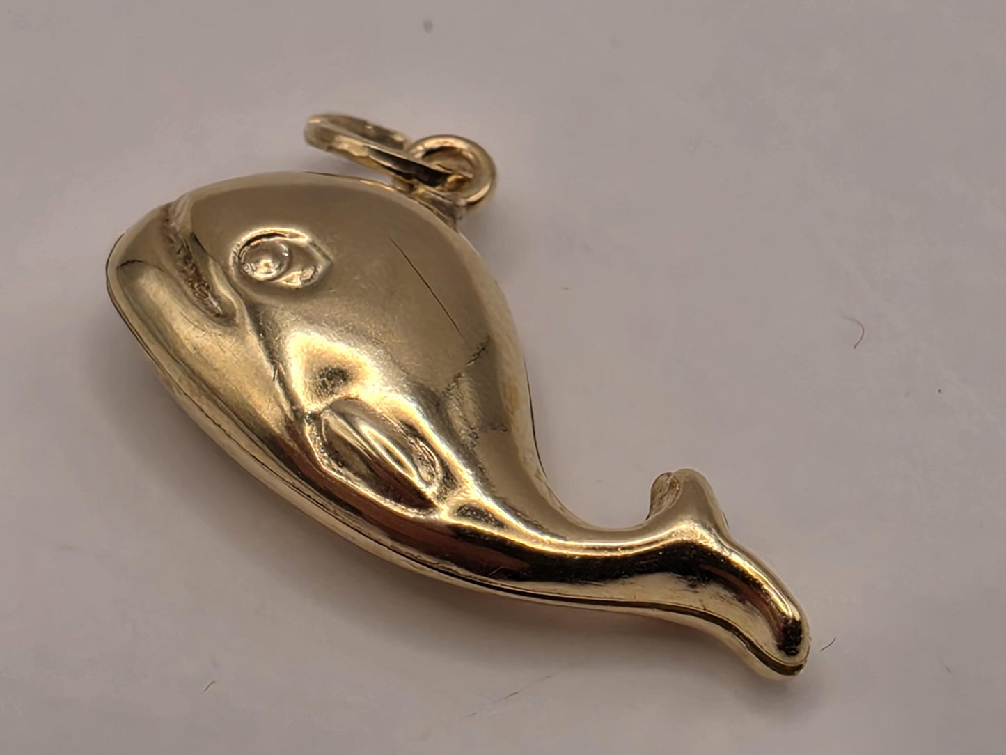 14K Yellow Gold Whale Pendant Hollow Laser Cut Sea Animal Charm Ocean Beach Nautical Jewelry Gift for Her Marine Life Small Necklace Charm