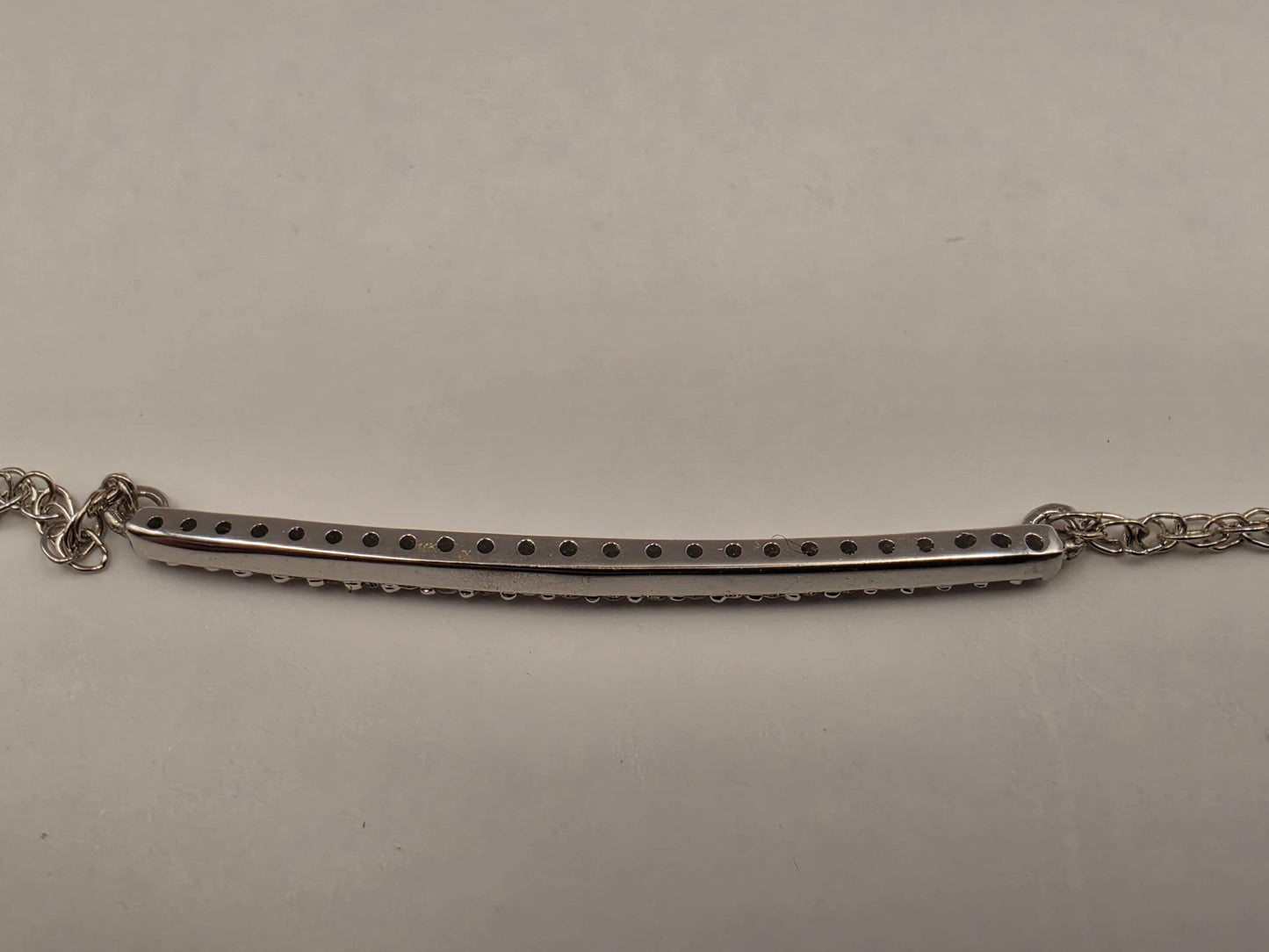 14K White Gold Natural Diamond Bar Necklace Long Pave Horizontal Bar Pendant Layering Minimalist Jewelry Gift for Her Dainty Everyday 19"