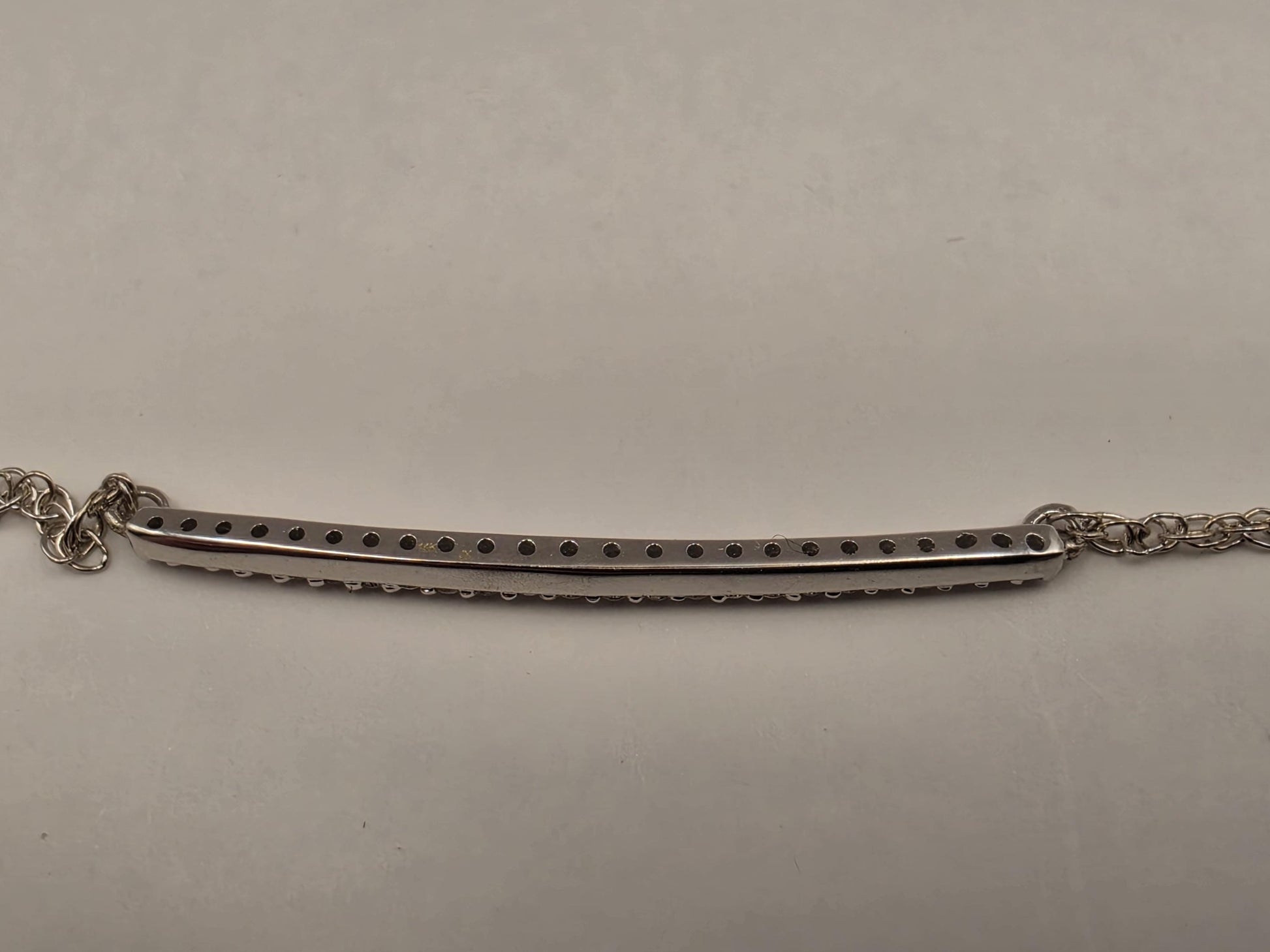 14K White Gold Natural Diamond Bar Necklace Long Pave Horizontal Bar Pendant Layering Minimalist Jewelry Gift for Her Dainty Everyday 19"