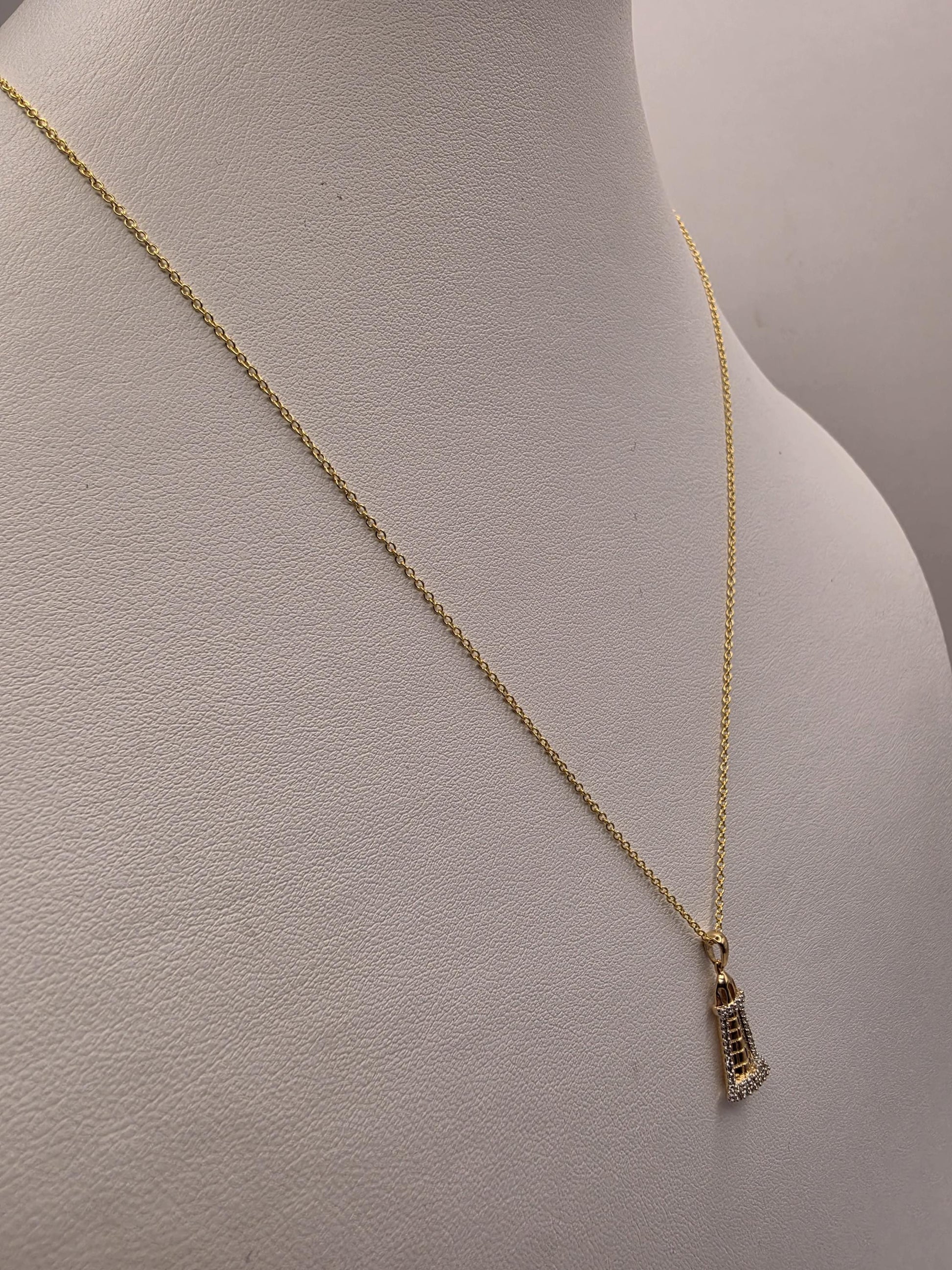 14K Yellow Gold Diamond Lighthouse Necklace Pave Diamond Nautical Pendant Coastal Beach Ocean Jewelry Gift for Sailor Lighthouse Lover 18"