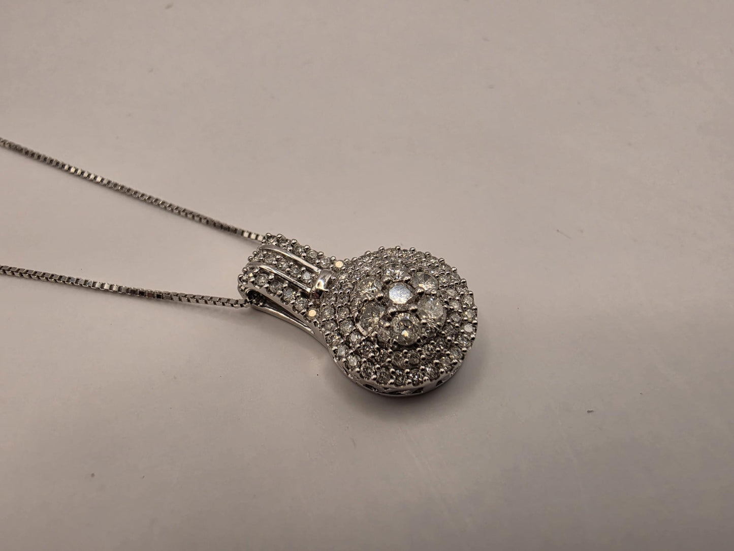 10K White Gold Pave Diamond Ball Necklace Round Natural Diamond Sphere Orb Pendant Fine Jewelry Gift for Her Sparkle 3D Ball 18 Inch