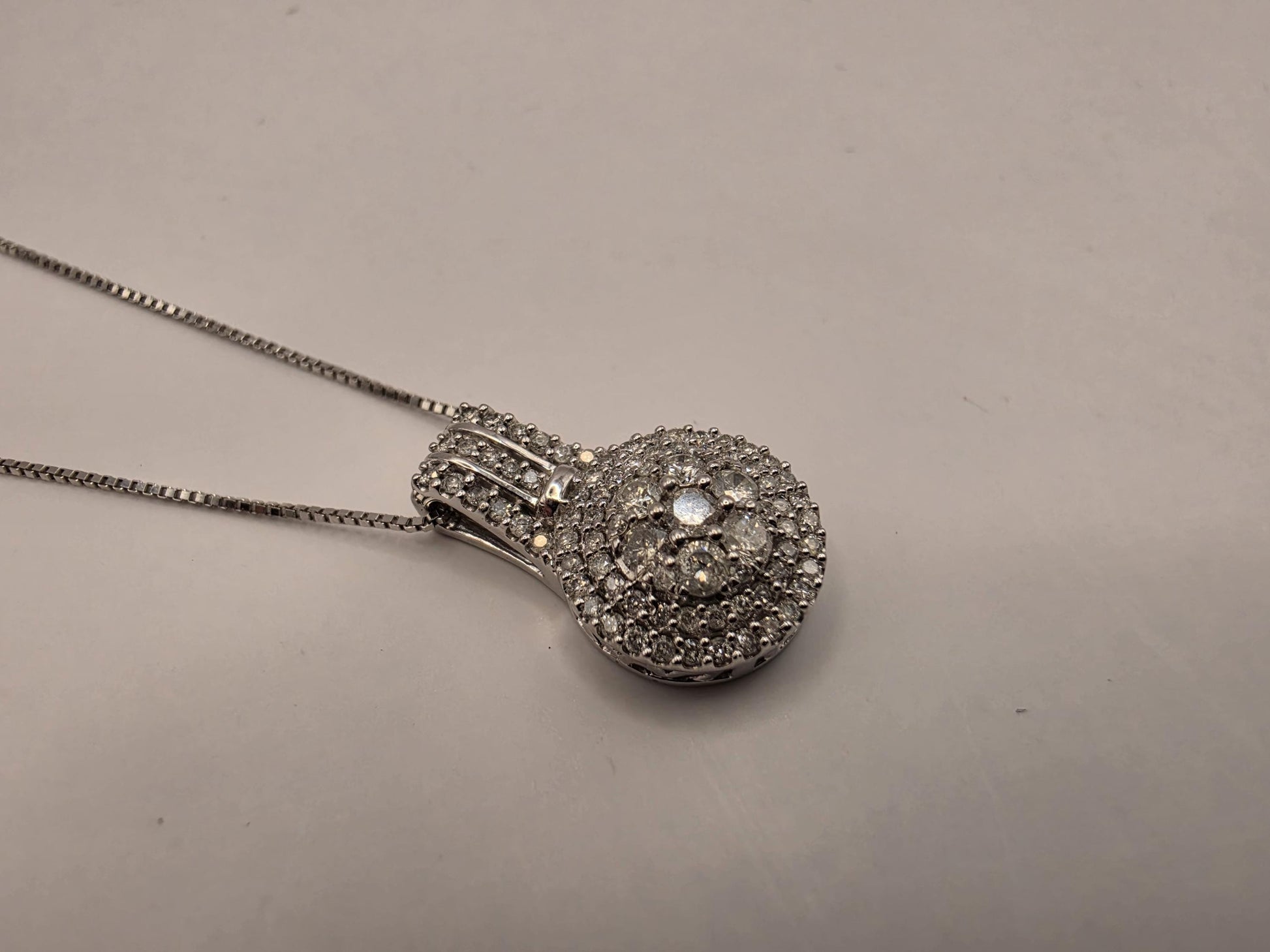 10K White Gold Pave Diamond Ball Necklace Round Natural Diamond Sphere Orb Pendant Fine Jewelry Gift for Her Sparkle 3D Ball 18 Inch