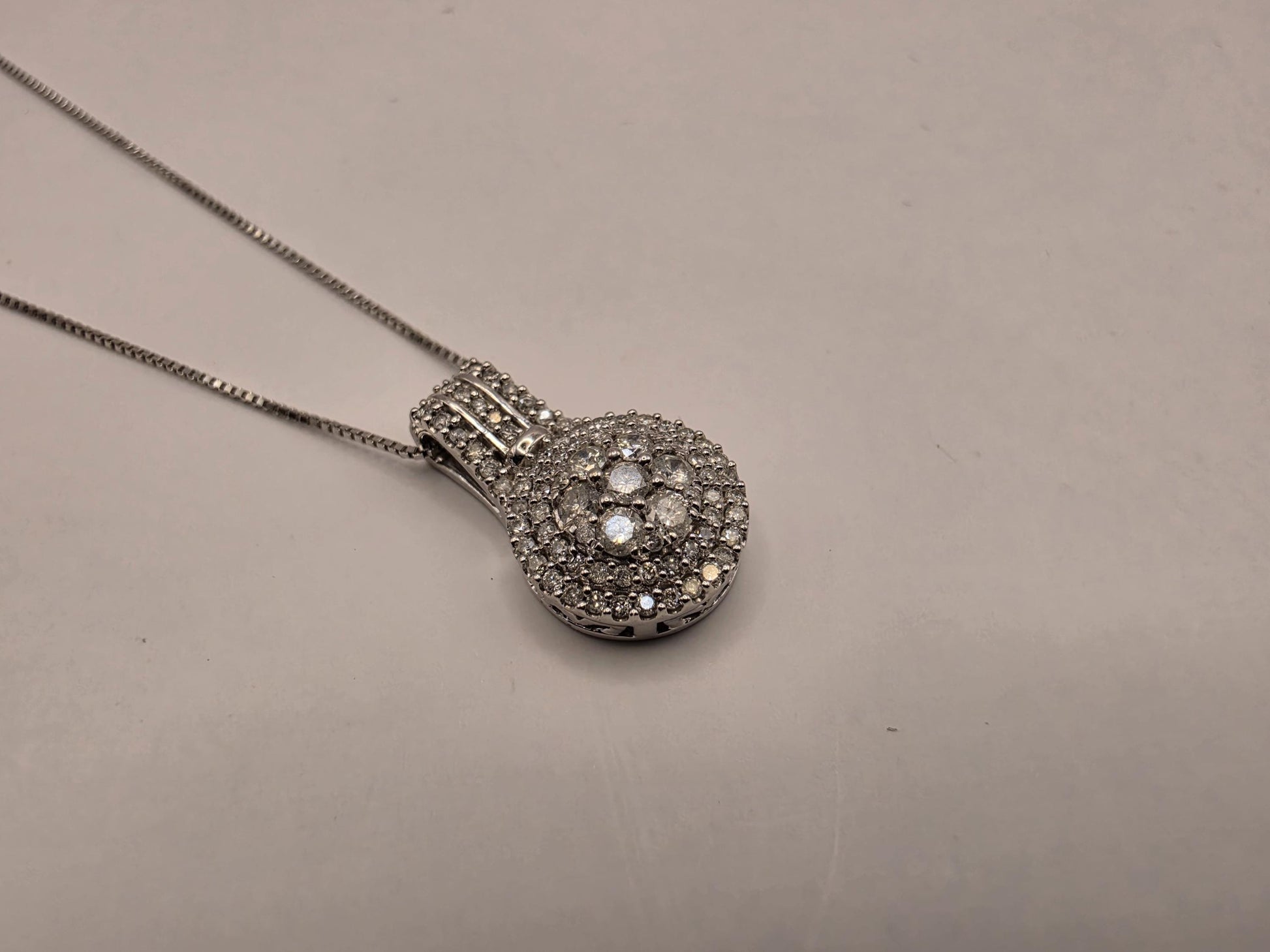 10K White Gold Pave Diamond Ball Necklace Round Natural Diamond Sphere Orb Pendant Fine Jewelry Gift for Her Sparkle 3D Ball 18 Inch
