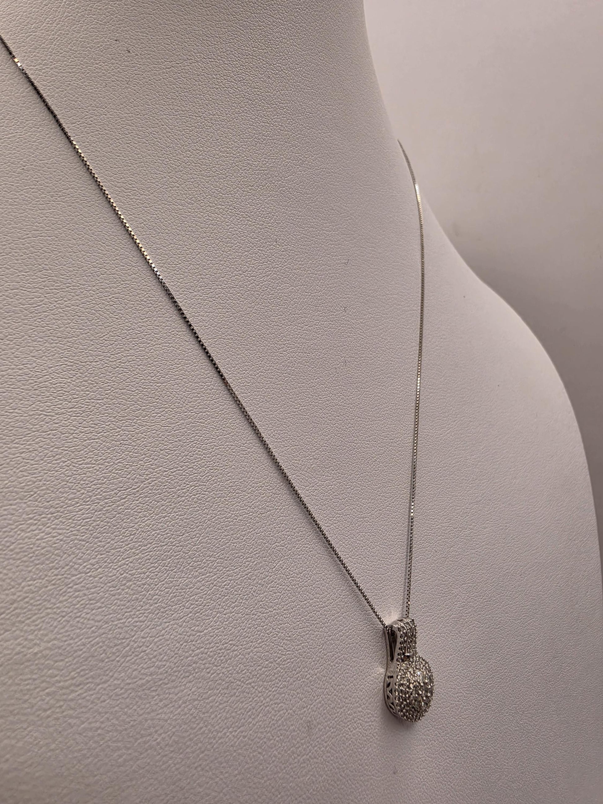 10K White Gold Pave Diamond Ball Necklace Round Natural Diamond Sphere Orb Pendant Fine Jewelry Gift for Her Sparkle 3D Ball 18 Inch