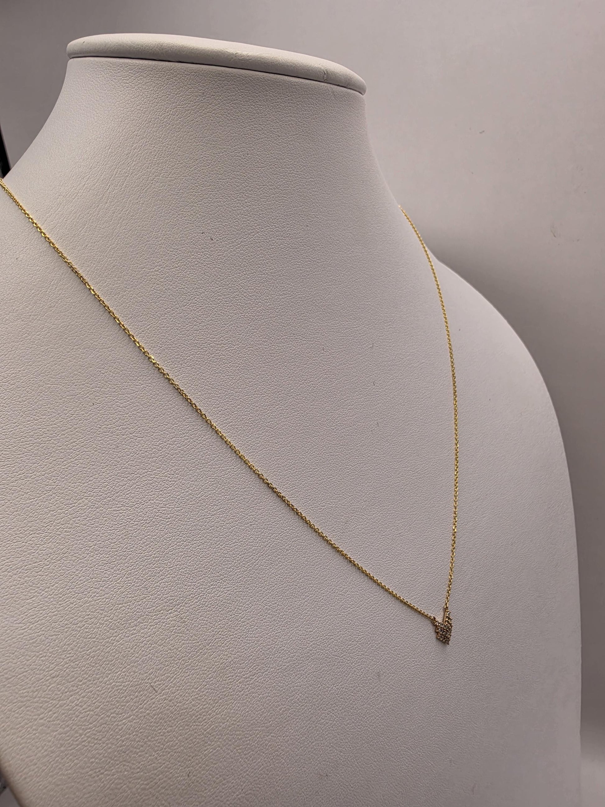 10K Yellow Gold Diamond Chevron Necklace Natural Pave Diamond Geometric V Pendant Dainty 19 Inch Gift for Her