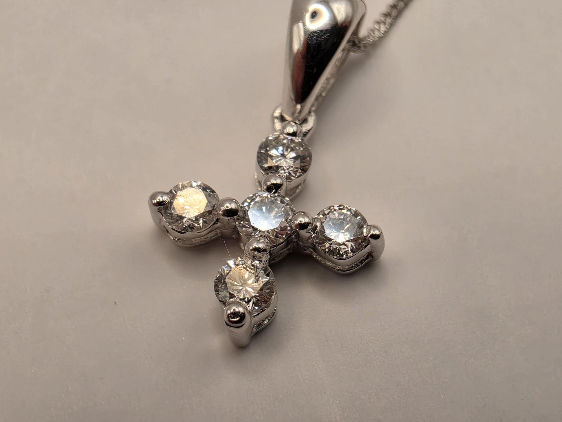 18K White Gold Diamond Cross Necklace 0.26 CTW Round Natural Diamond Cross Pendant Faith Christian Fine Jewelry Gift for Her 16 Inch
