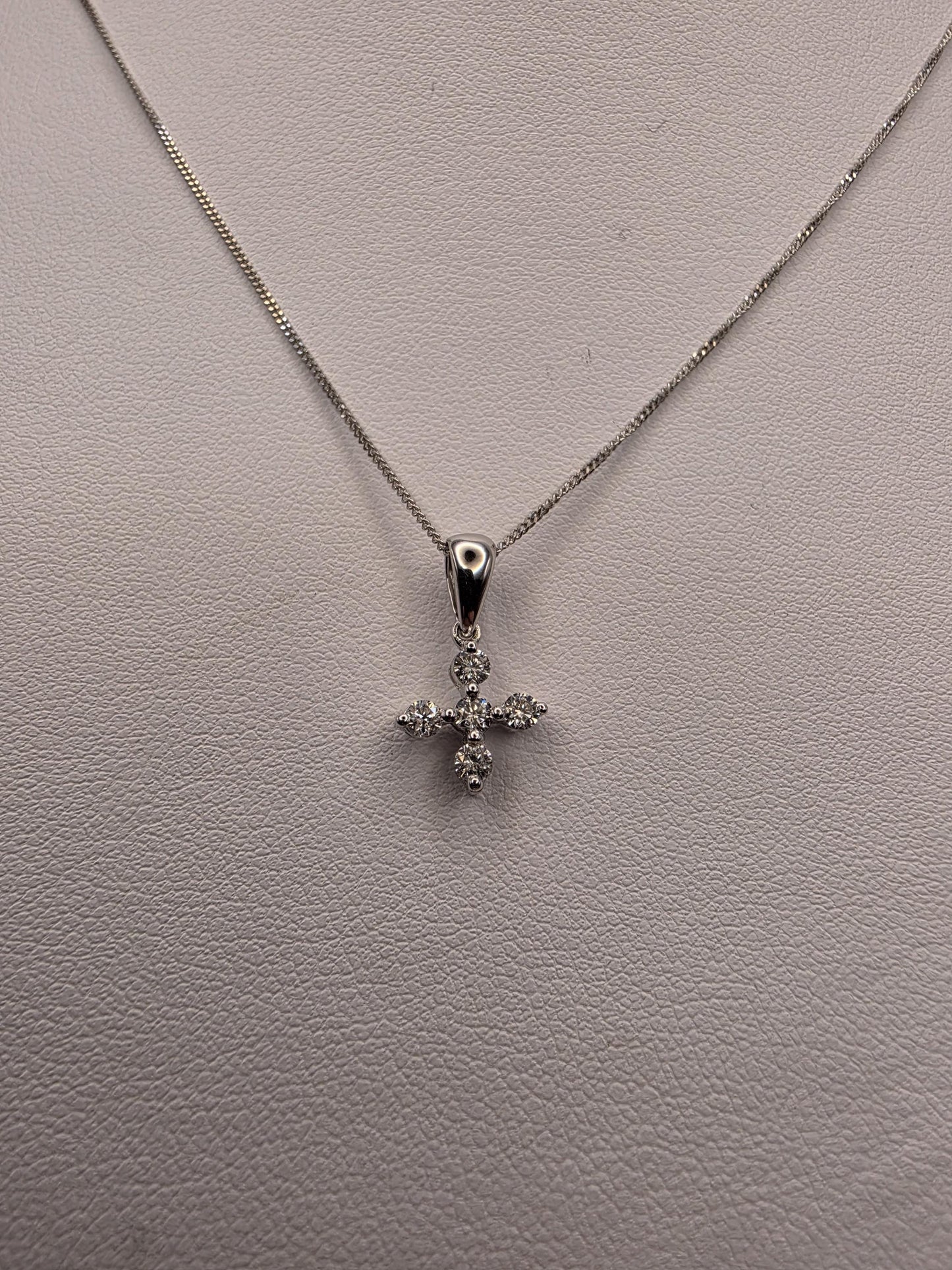 18K White Gold Diamond Cross Necklace 0.26 CTW Round Natural Diamond Cross Pendant Faith Christian Fine Jewelry Gift for Her 16 Inch