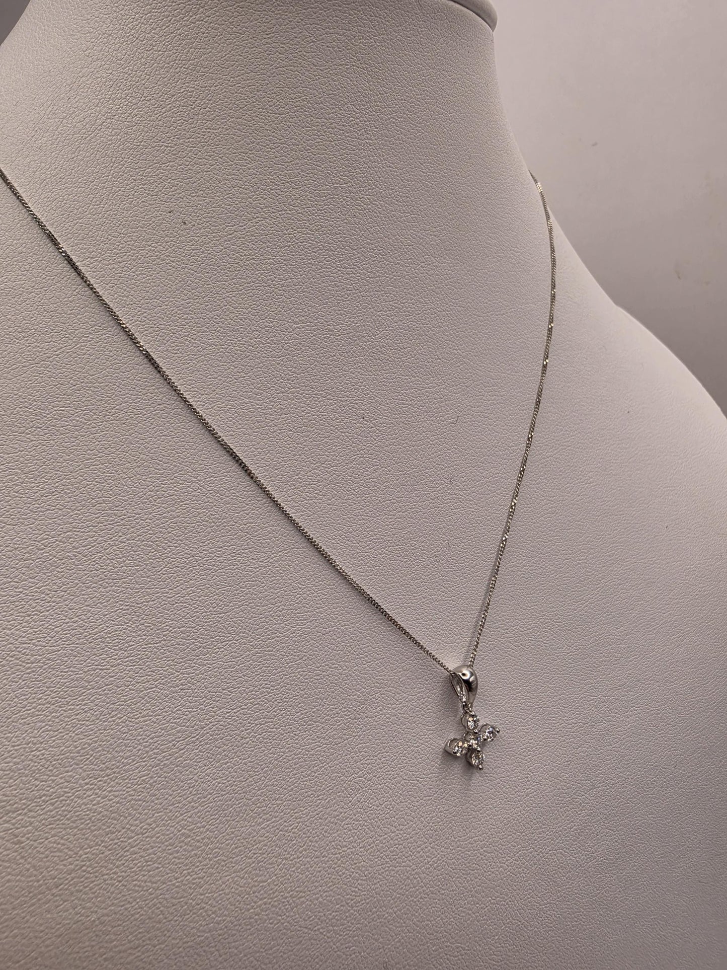 18K White Gold Diamond Cross Necklace 0.26 CTW Round Natural Diamond Cross Pendant Faith Christian Fine Jewelry Gift for Her 16 Inch