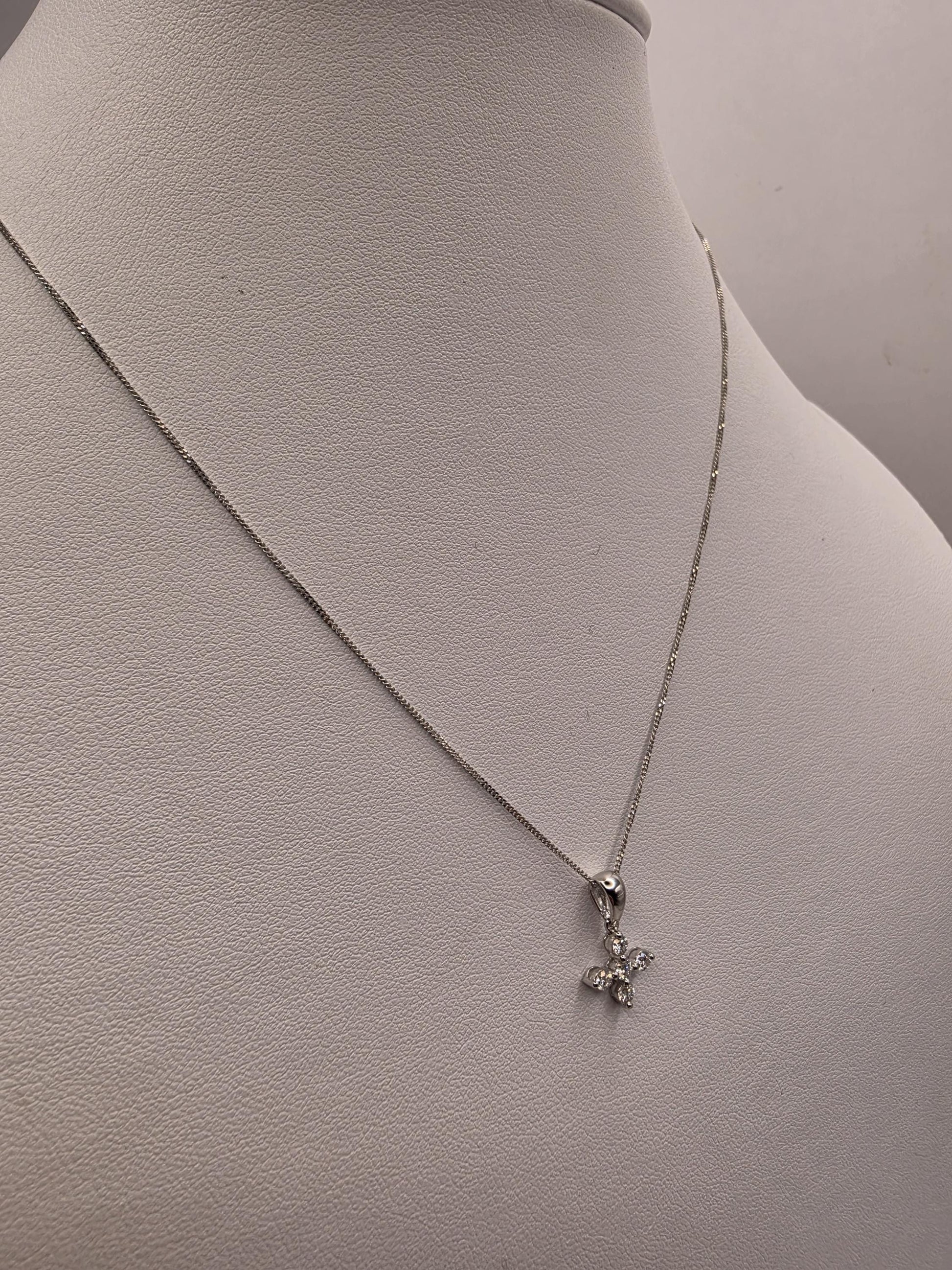 18K White Gold Diamond Cross Necklace 0.26 CTW Round Natural Diamond Cross Pendant Faith Christian Fine Jewelry Gift for Her 16 Inch
