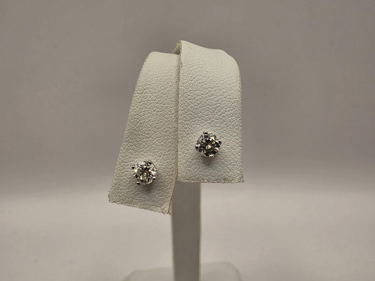 14K White Gold Diamond Solitaire Stud Earrings 4mm Round Natural Diamond Studs Classic Basket Setting Fine Jewelry Gift for Her