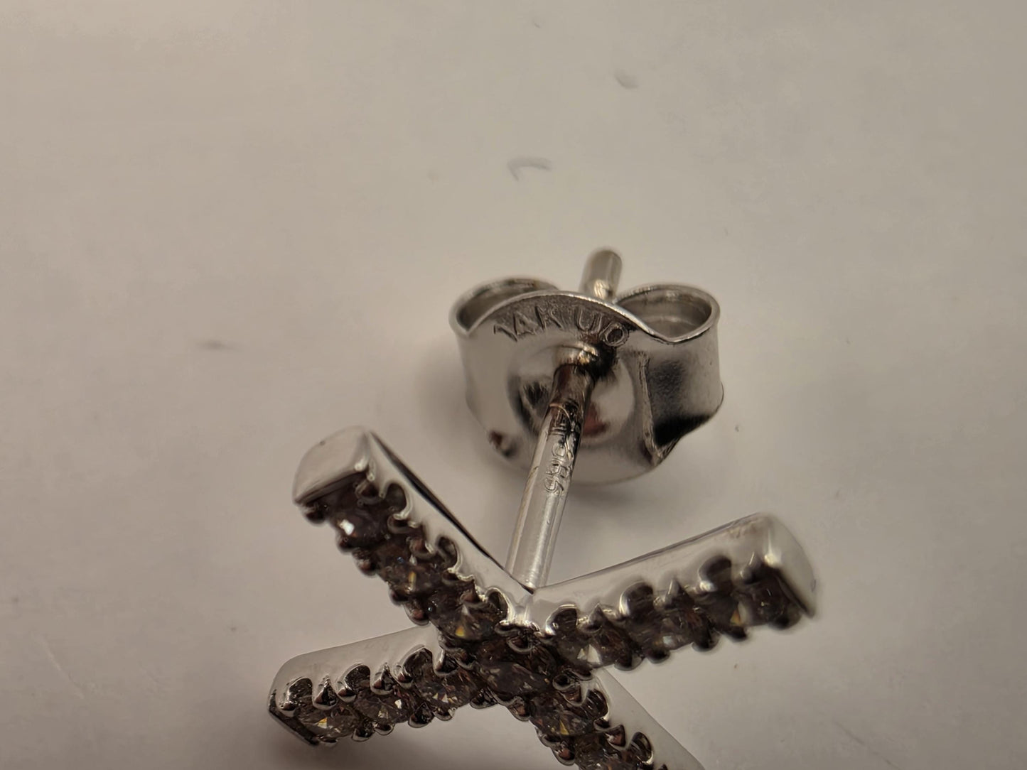 14K White Gold Diamond X Stud Earrings 0.33 CTW Natural Diamond Kiss Cross Studs Pave Fine Jewelry Gift for Her Love Sparkle