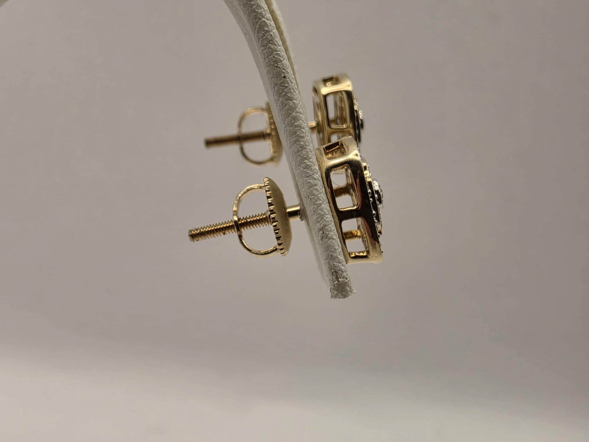 10K Yellow Gold Diamond Cluster Stud Earrings Pave Natural Diamond Square Cushion Studs Screw Back Fine Jewelry Gift for Him Her