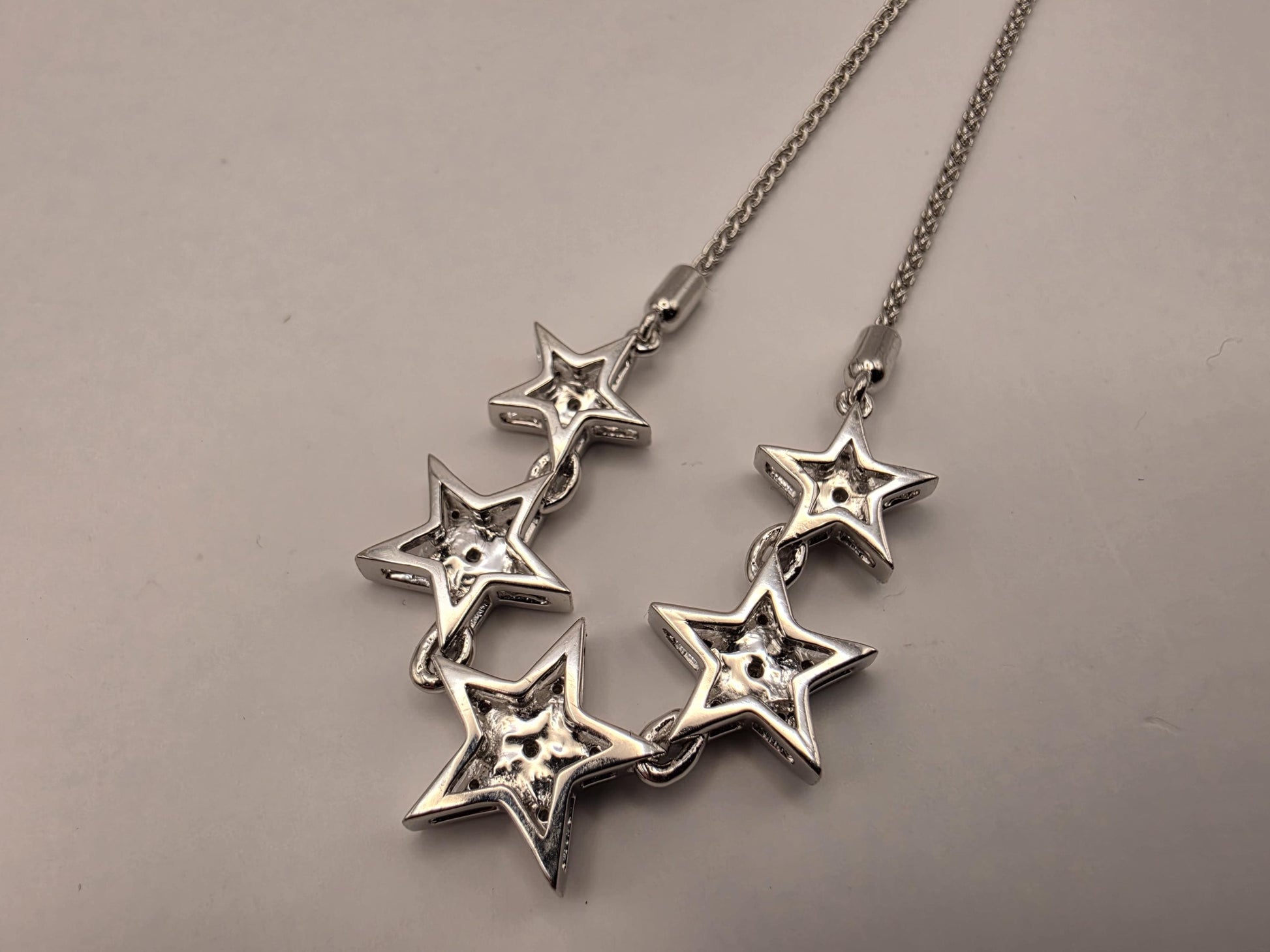 10K White Gold Diamond Star Bolo Bracelet | Adjustable Diamond Star Charm Bracelet | 0.10ctw | Celestial Gift for Her
