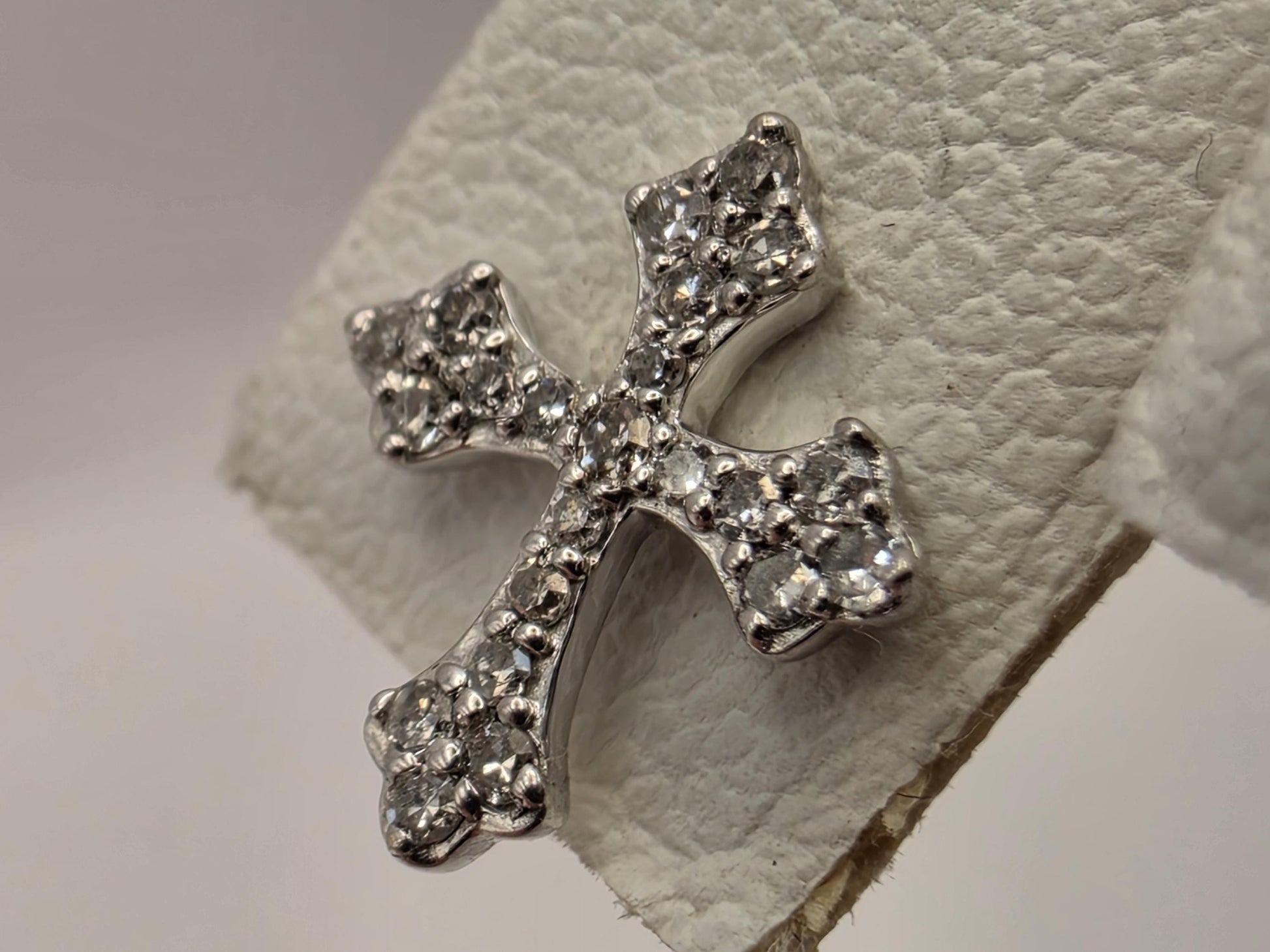 10K White Gold Diamond Cross Stud Earrings | Petite Pave Cross Studs | Dainty Religious Diamond Studs | Faith Gift