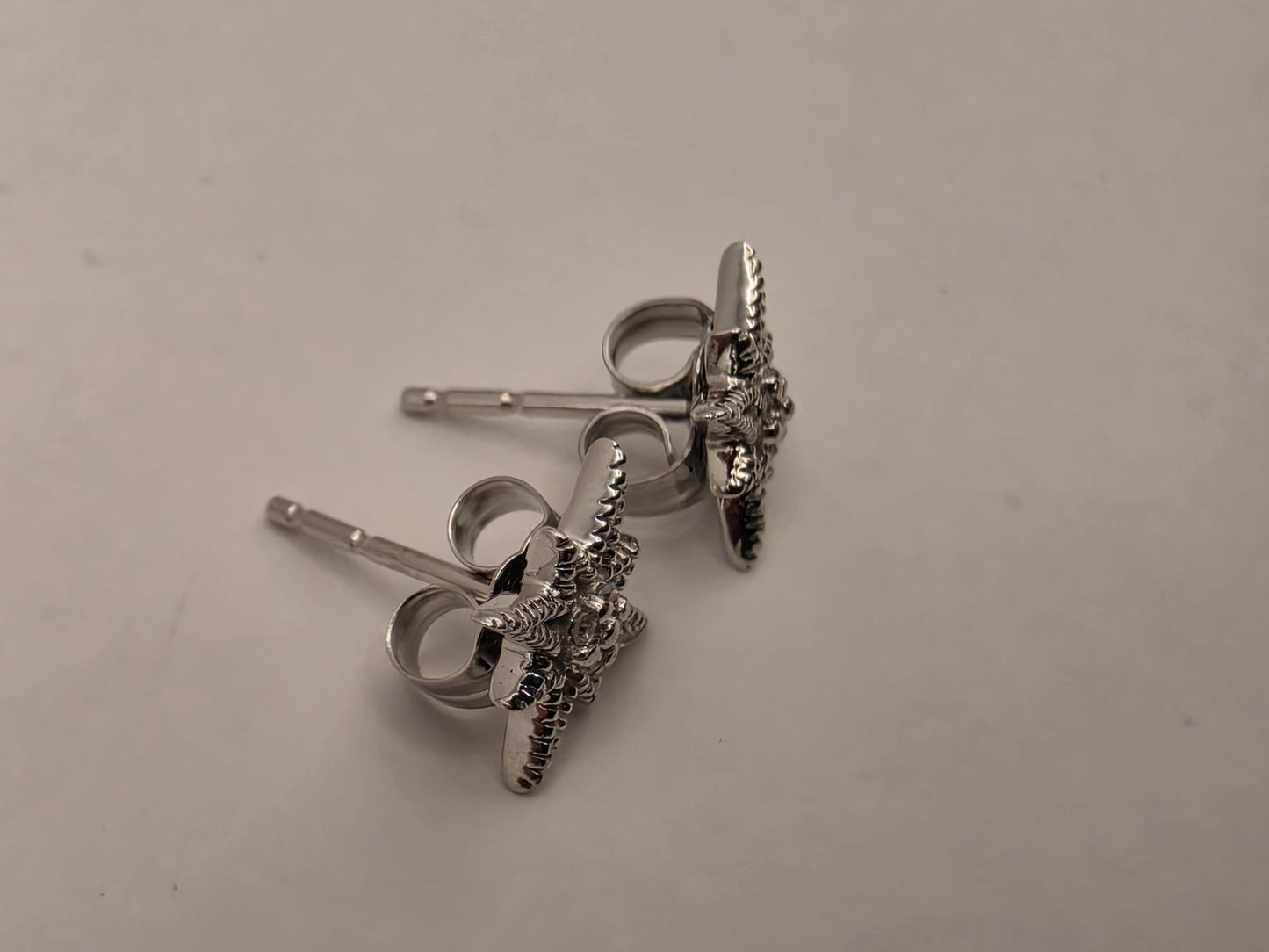 10K White Gold Diamond Star Stud Earrings | Celestial Pave Star Studs | Natural Diamond Star Studs | Dainty Star Gift