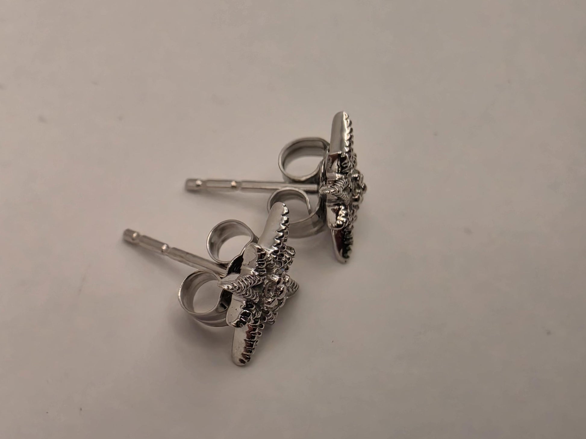10K White Gold Diamond Star Stud Earrings | Celestial Pave Star Studs | Natural Diamond Star Studs | Dainty Star Gift
