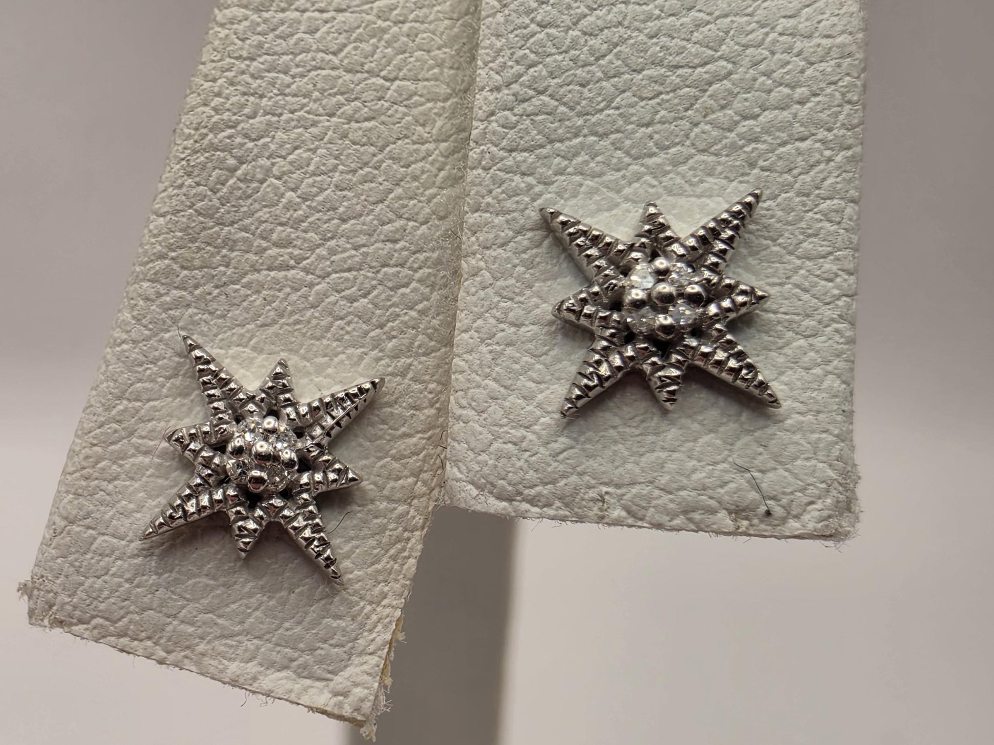 10K White Gold Diamond Star Stud Earrings | Celestial Pave Star Studs | Natural Diamond Star Studs | Dainty Star Gift