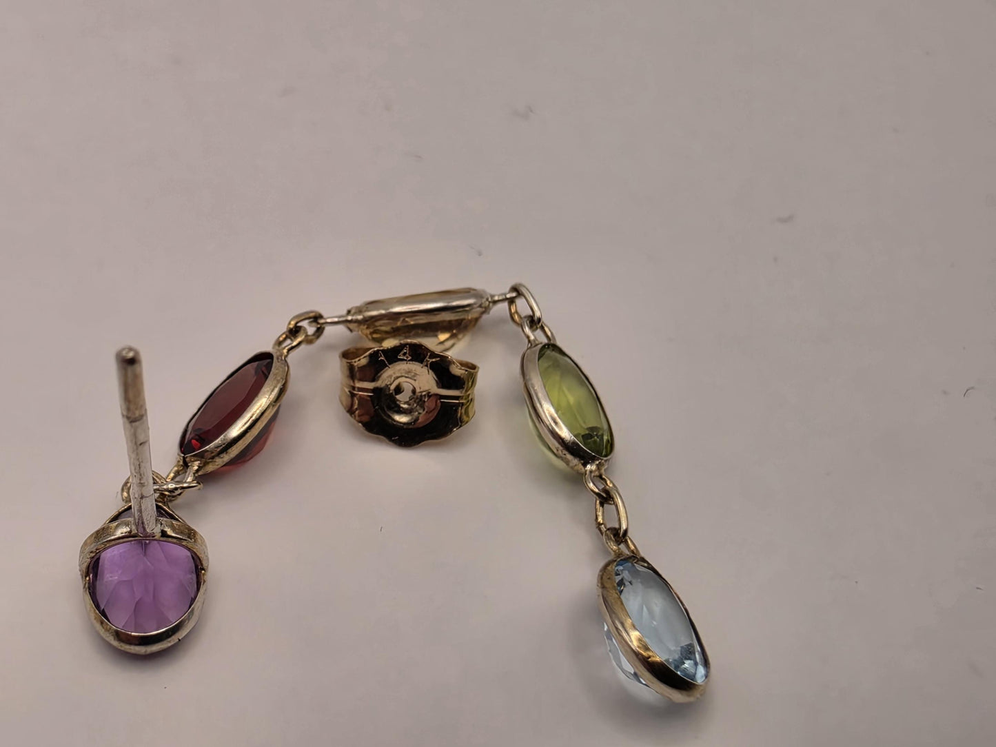 14K Gold Multi Gemstone Drop Earrings | Amethyst Garnet Citrine Peridot Blue Topaz | Bezel Dangle Earrings | Gift for Her