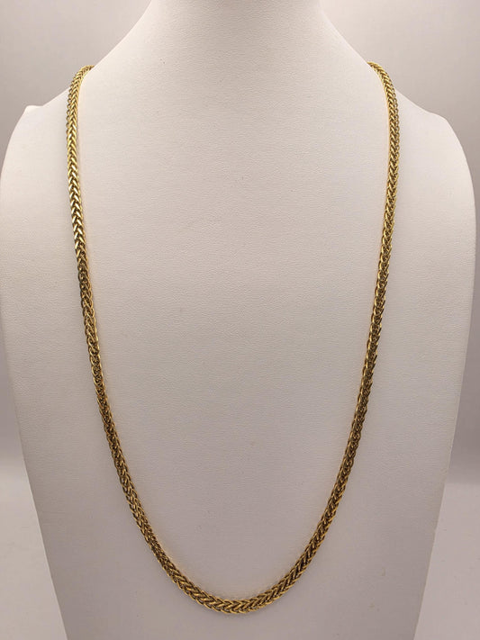Gold Plated Wheat Chain Necklace | 925 Sterling Silver | 30 Inch | 4.3mm | Long Mens Wheat Spiga Chain | Heavy Chain