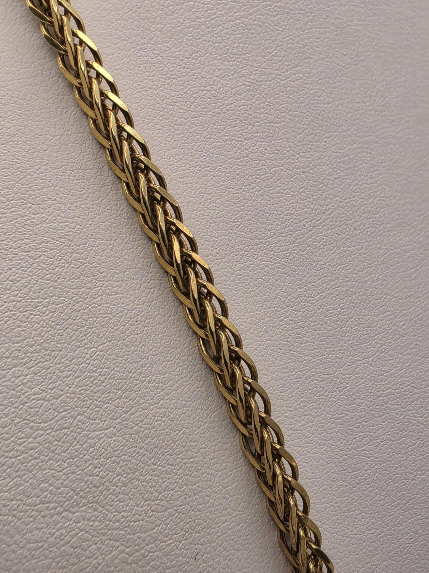 Gold Plated Wheat Chain Necklace | 925 Sterling Silver | 30 Inch | 4.3mm | Long Mens Wheat Spiga Chain | Heavy Chain